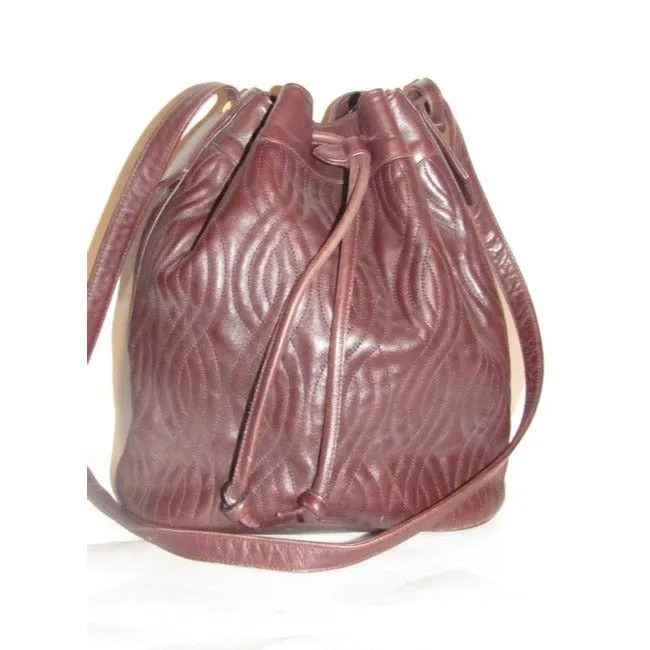 Fendi Brown Quilted Pasta Design Leather Bucket Bag