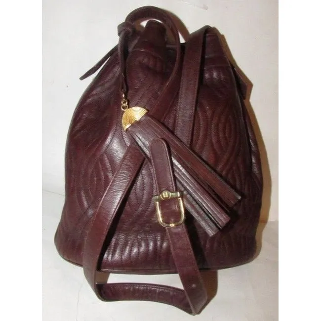 Fendi Brown Quilted Pasta Design Leather Bucket Bag