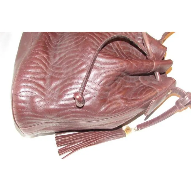 Fendi Brown Quilted Pasta Design Leather Bucket Bag