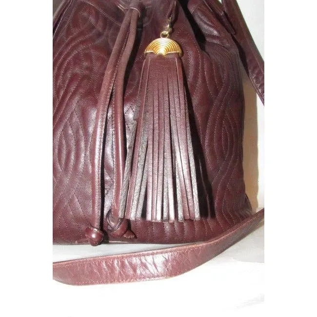 Fendi Brown Quilted Pasta Design Leather Bucket Bag