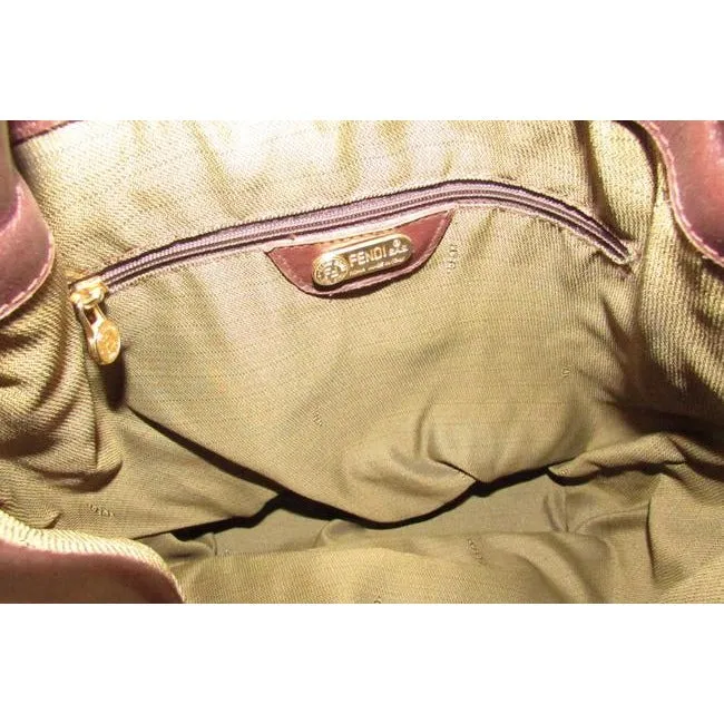 Fendi Brown Quilted Pasta Design Leather Bucket Bag