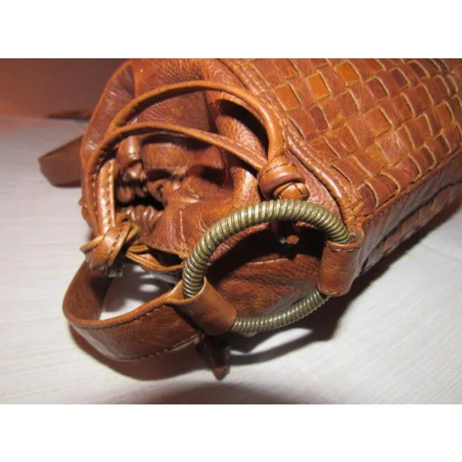 Fendi Bucket Intrecciatowoven Style Chestnut Intrecciato Leather Woven And Smooth Satchel