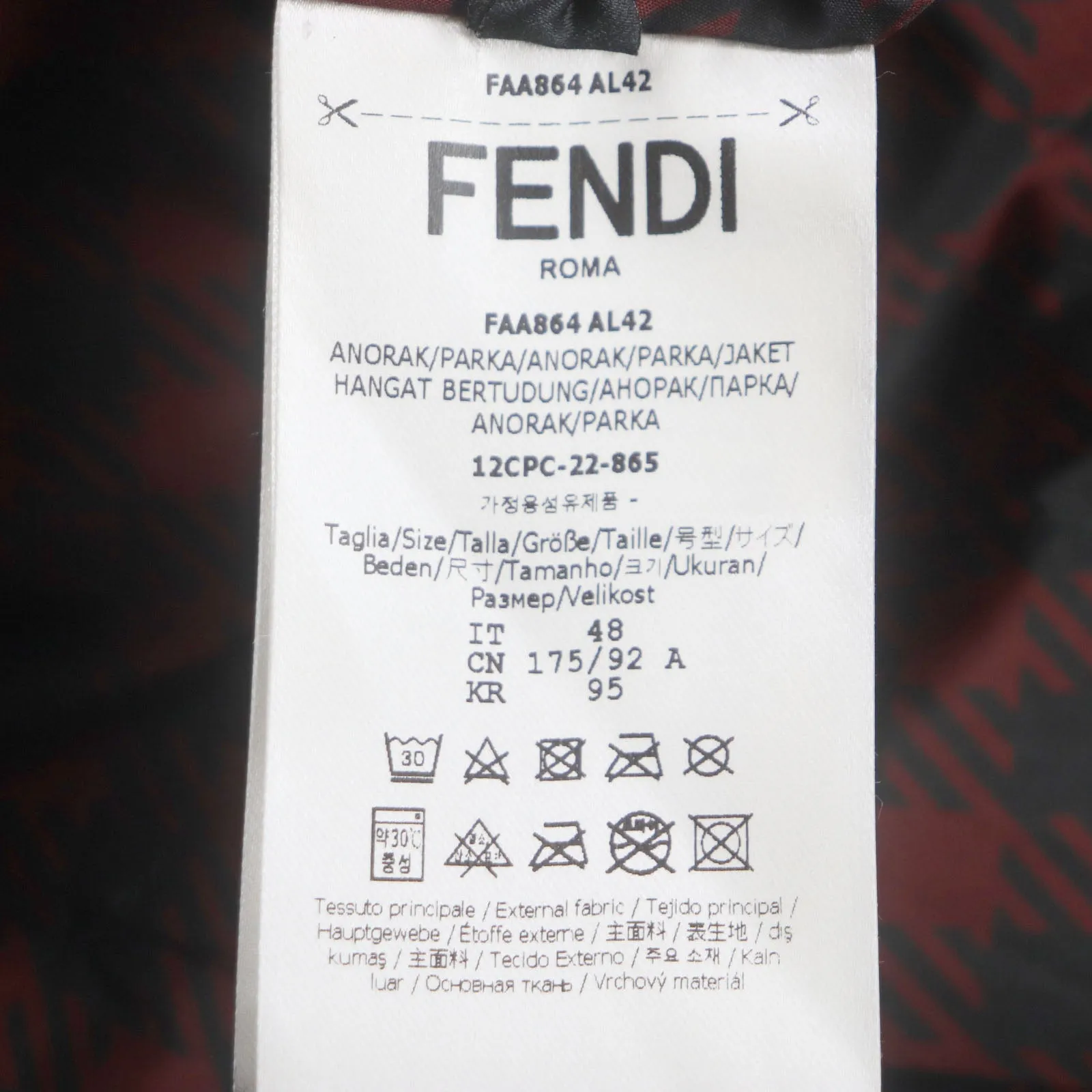 FENDI coat FAA864 polyester Red black 48