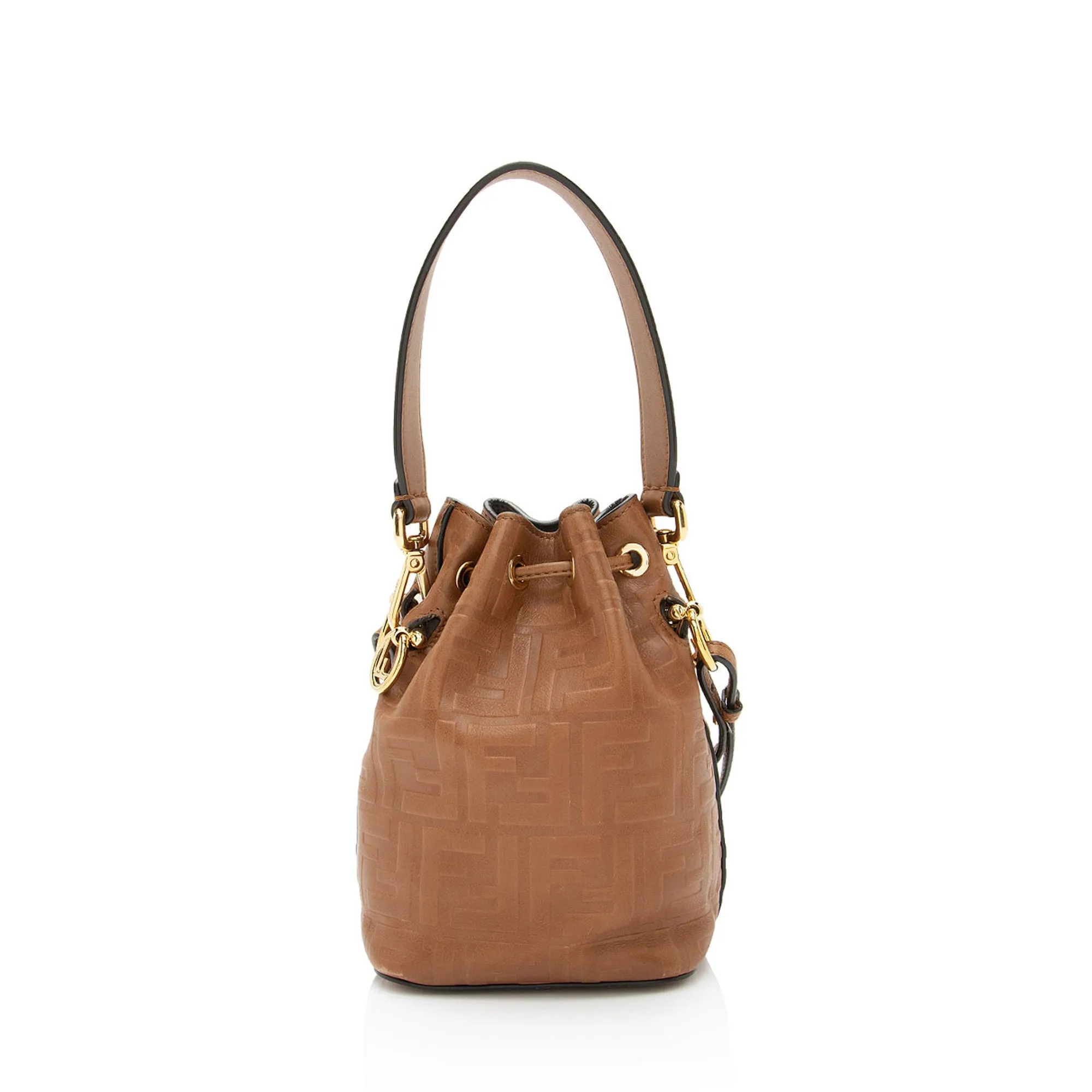 Fendi FF Embossed Calfskin Mon Tresor Mini Bucket Bag (SHF-E3Olct)