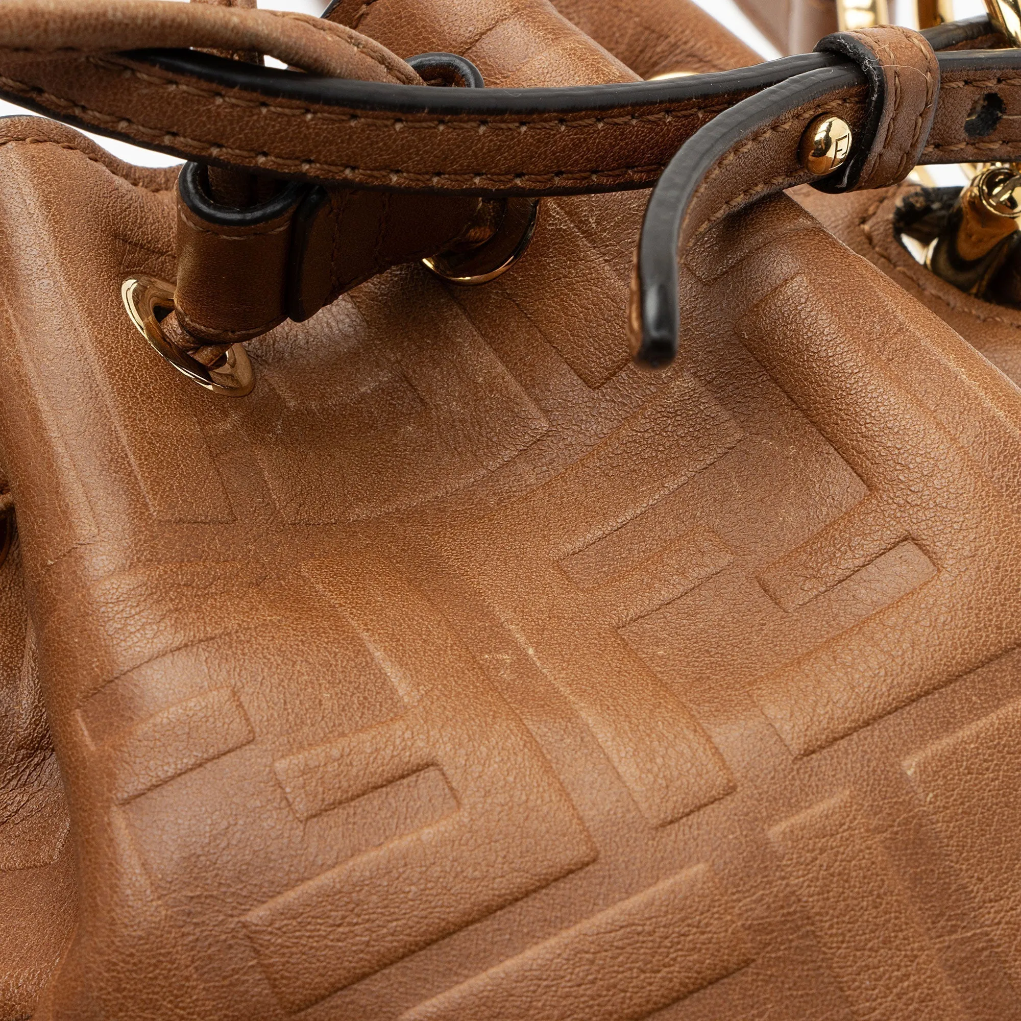 Fendi FF Embossed Calfskin Mon Tresor Mini Bucket Bag (SHF-E3Olct)