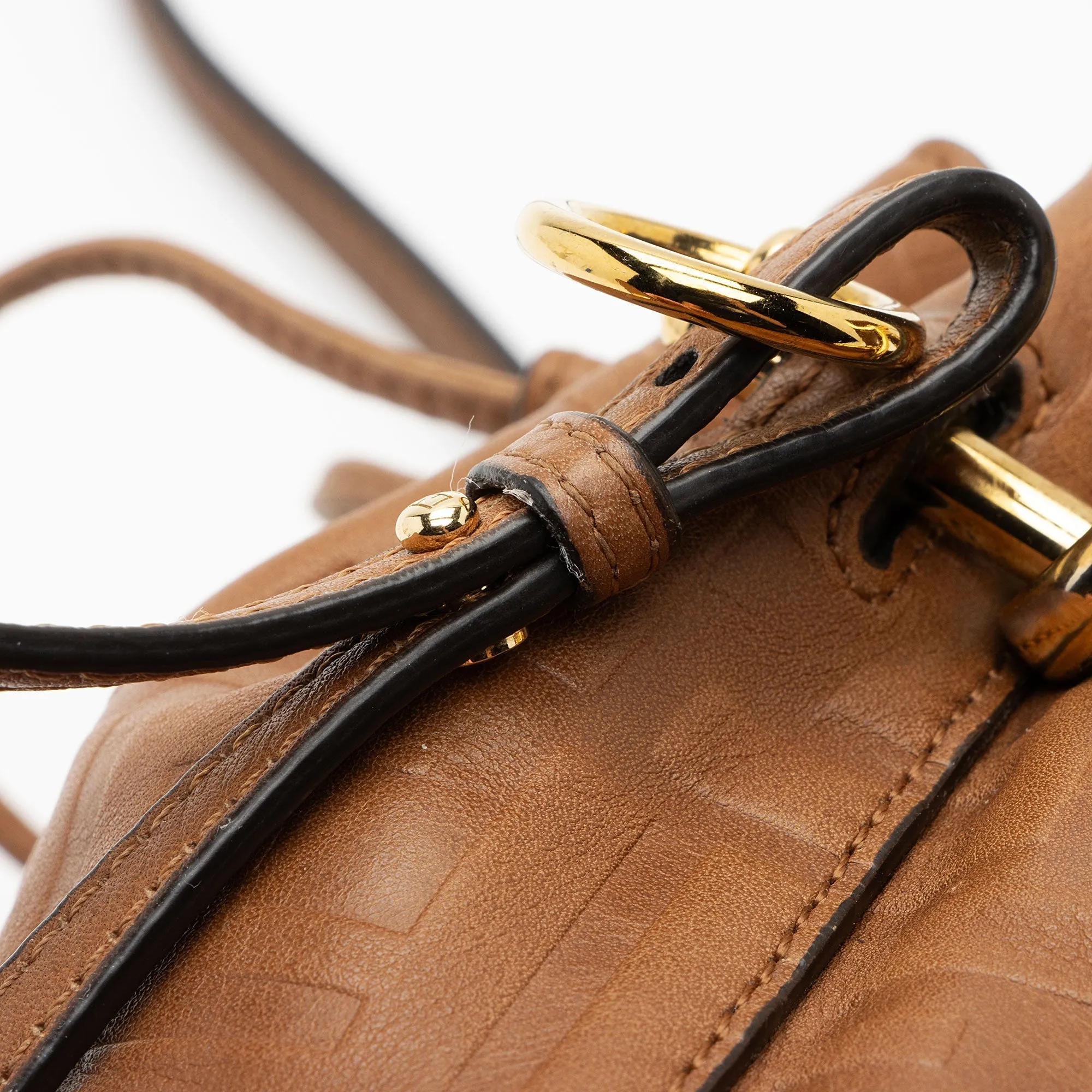 Fendi FF Embossed Calfskin Mon Tresor Mini Bucket Bag (SHF-E3Olct)