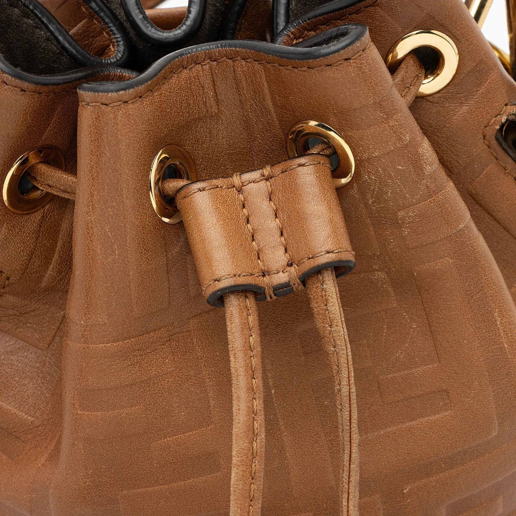 Fendi FF Embossed Calfskin Mon Tresor Mini Bucket Bag (SHF-E3Olct)