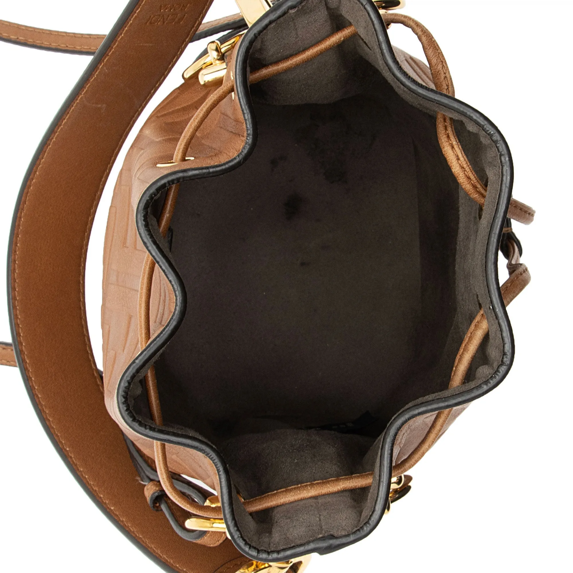 Fendi FF Embossed Calfskin Mon Tresor Mini Bucket Bag (SHF-E3Olct)