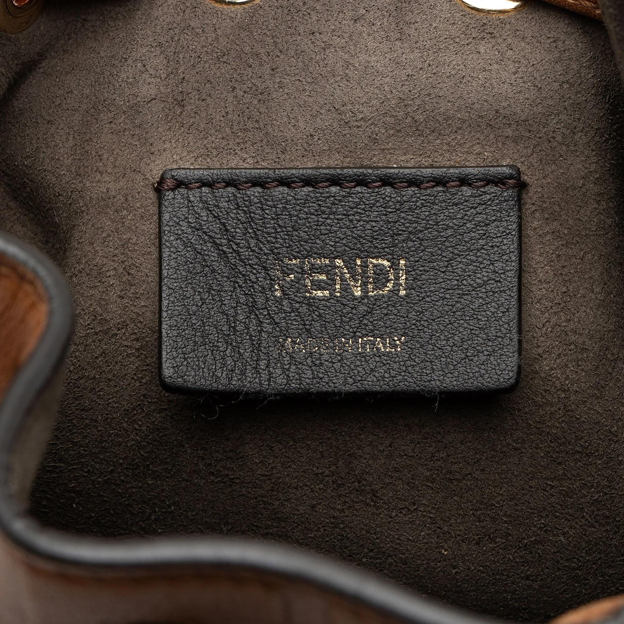 Fendi FF Embossed Calfskin Mon Tresor Mini Bucket Bag (SHF-E3Olct)