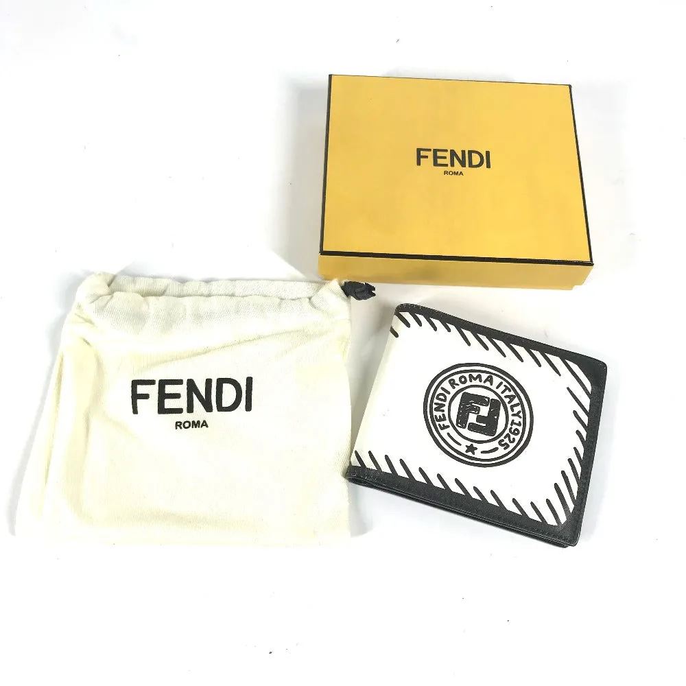 FENDI Folded wallet 7M0169 leather white Compact wallet Joshua Vides Collaboration mens Used