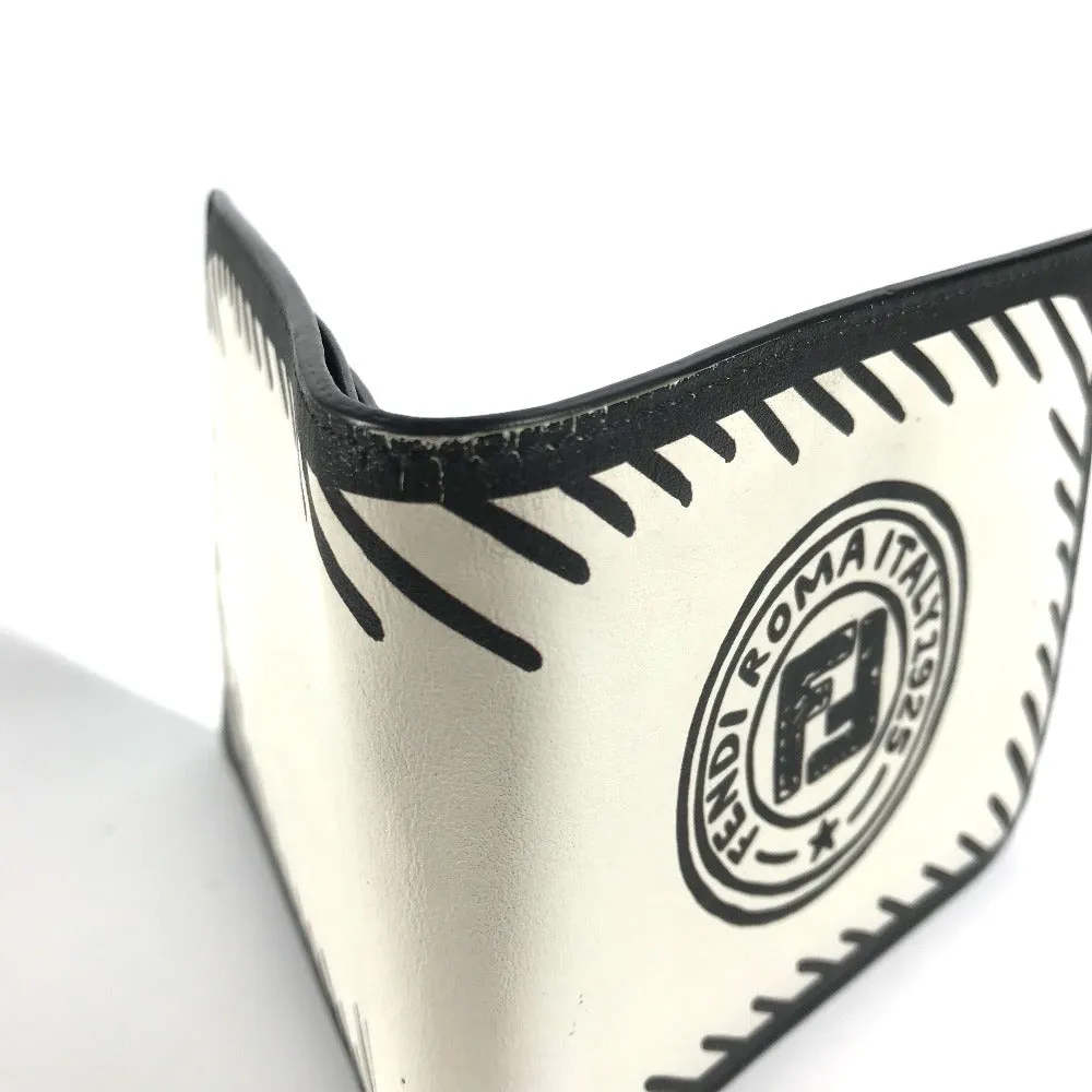 FENDI Folded wallet 7M0169 leather white Compact wallet Joshua Vides Collaboration mens Used