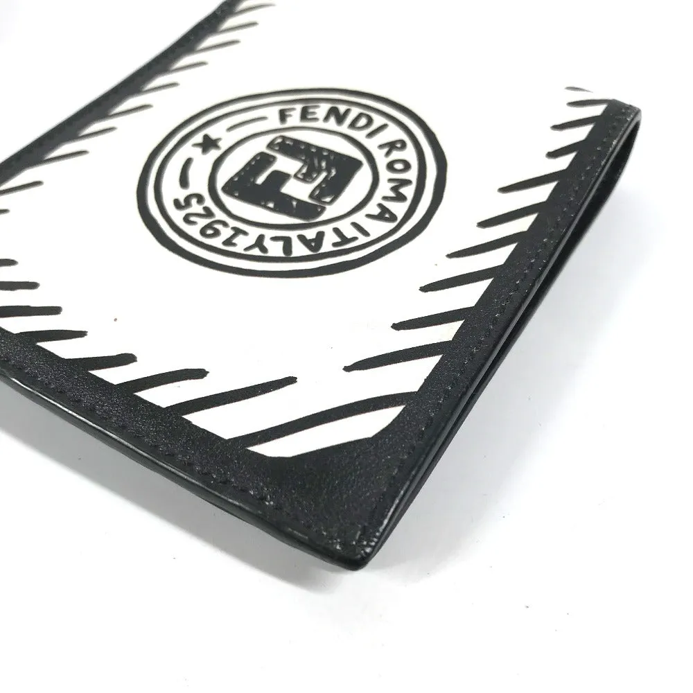 FENDI Folded wallet 7M0169 leather white Compact wallet Joshua Vides Collaboration mens Used