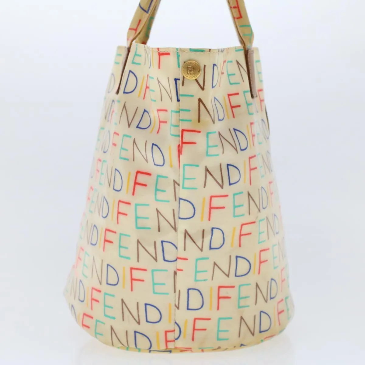 FENDI Hand Bag Patent leather Beige Auth 48752