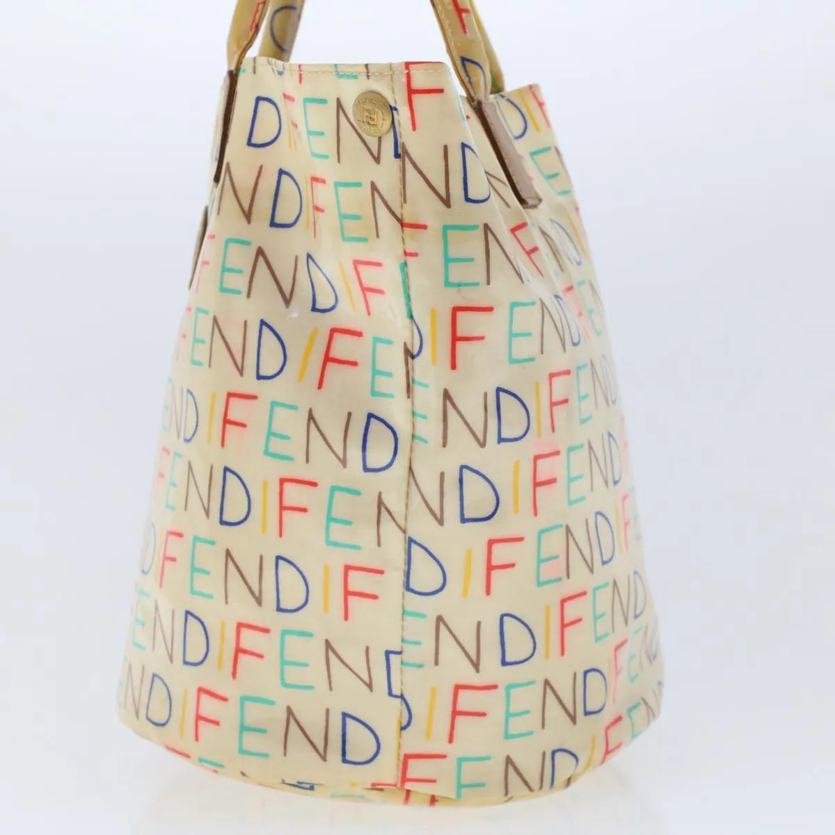 FENDI Hand Bag Patent leather Beige Auth 48752