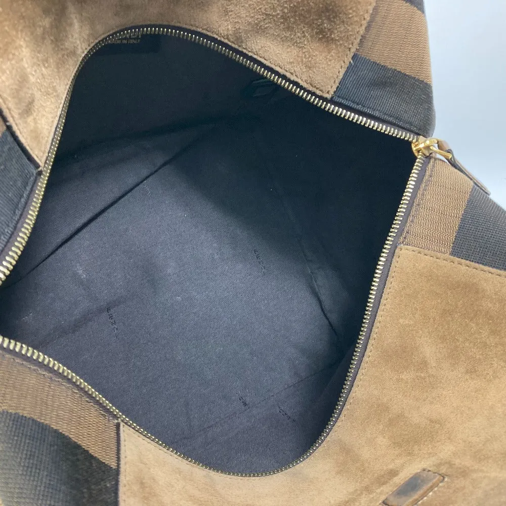 FENDI Handbag 8BN251 Leather/Canvas, Suede Brown Pecan Women Used
