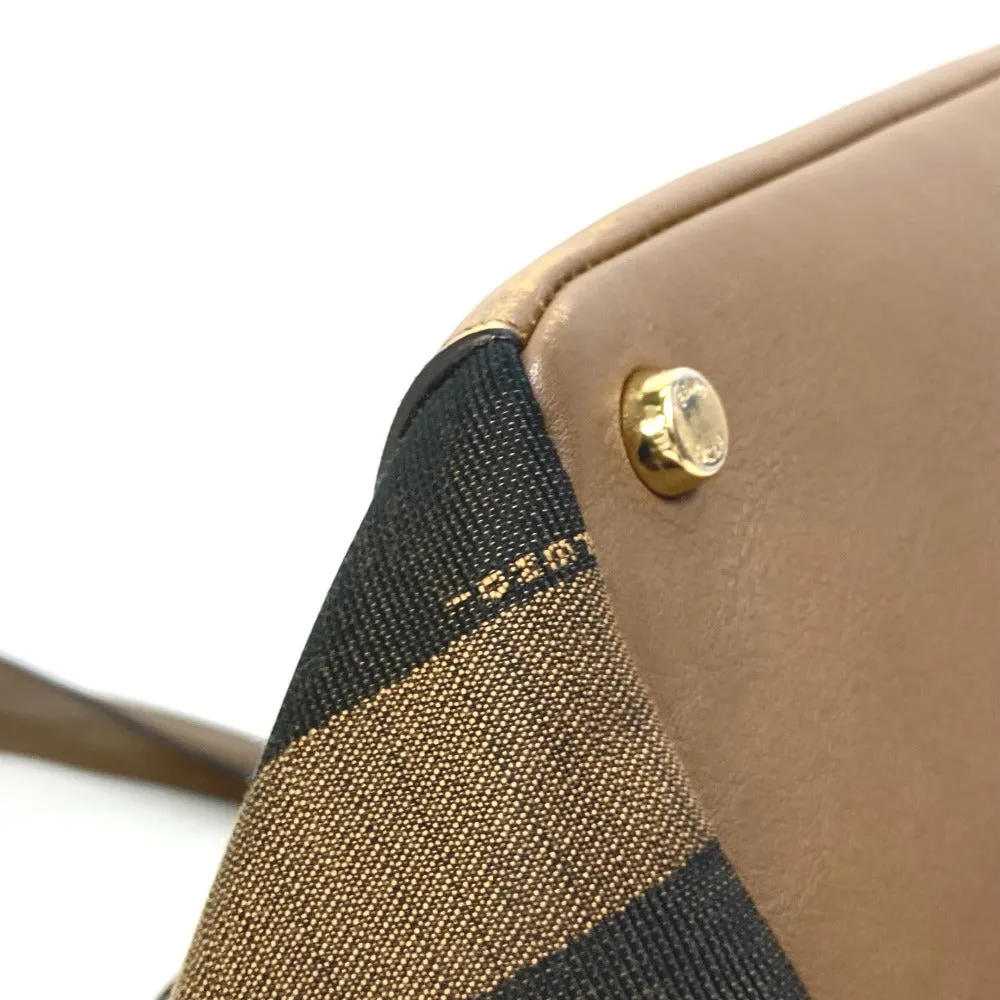 FENDI Handbag 8BN251 Leather/Canvas, Suede Brown Pecan Women Used