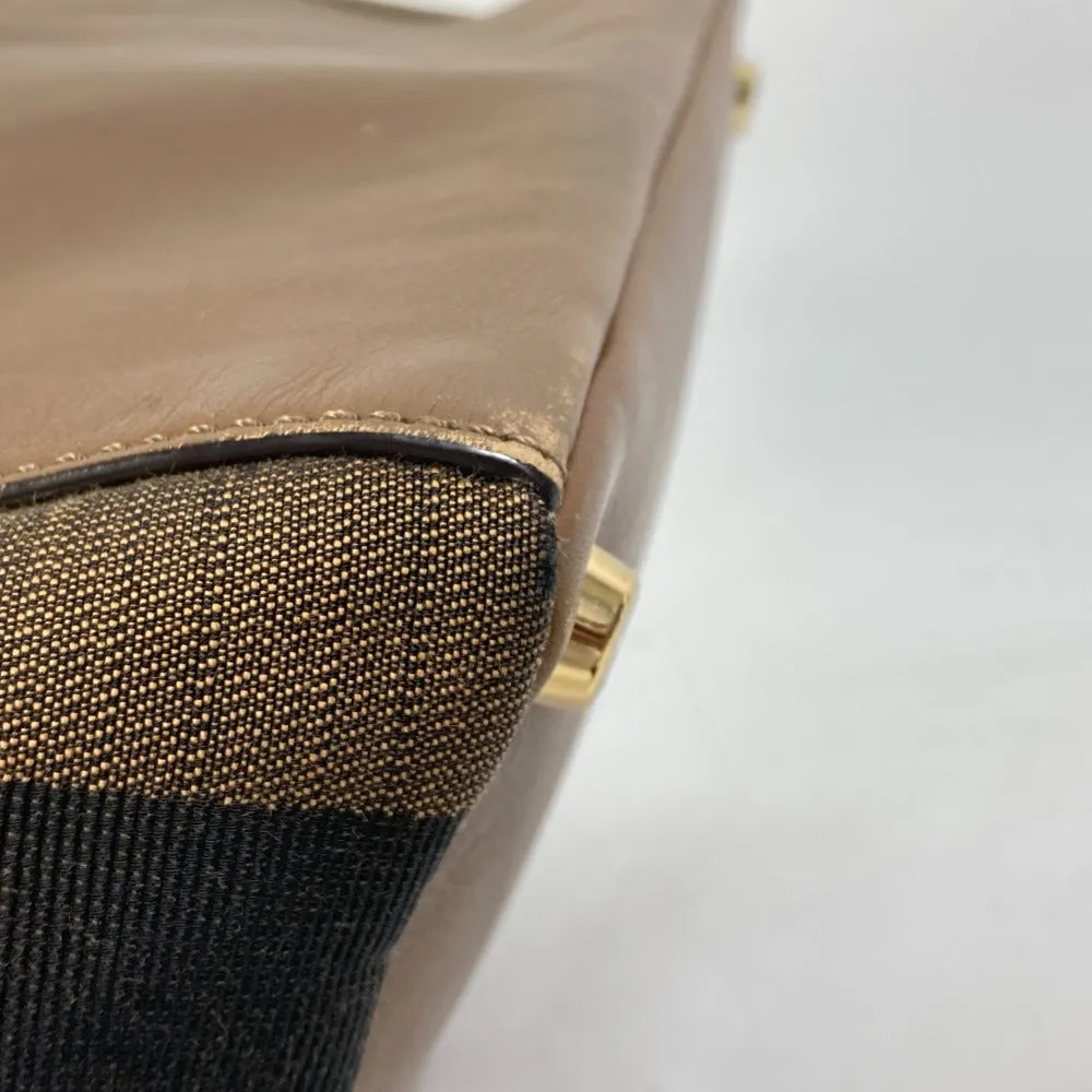 FENDI Handbag 8BN251 Leather/Canvas, Suede Brown Pecan Women Used