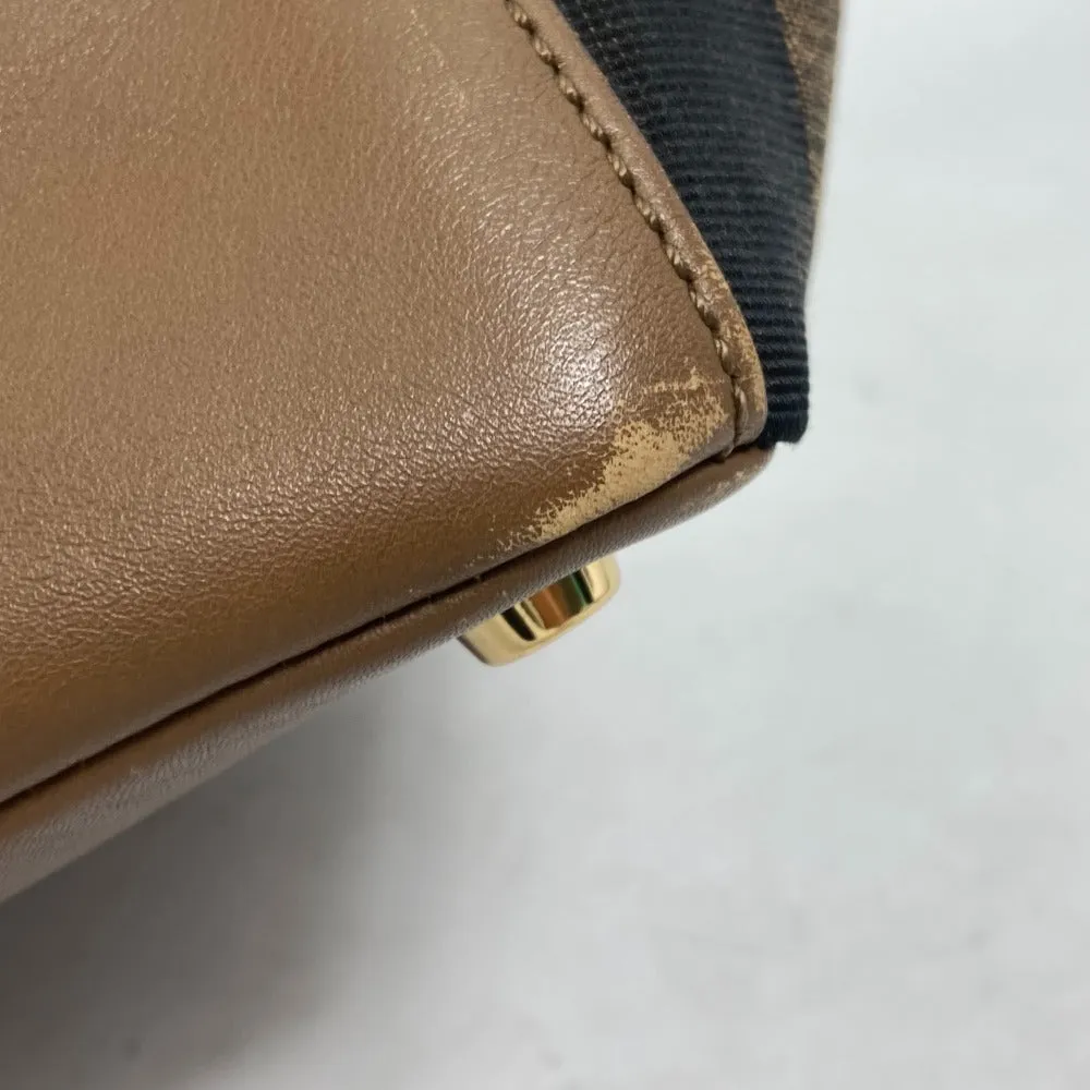 FENDI Handbag 8BN251 Leather/Canvas, Suede Brown Pecan Women Used