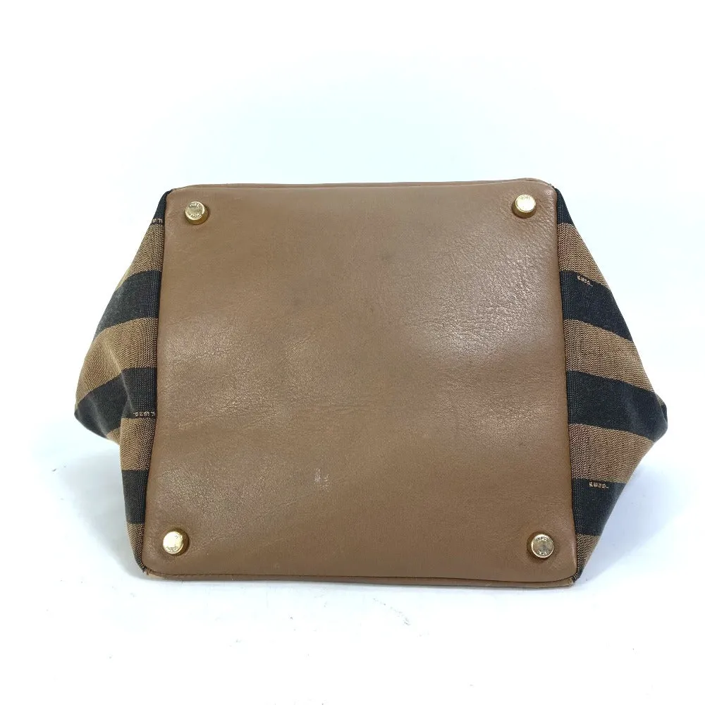FENDI Handbag 8BN251 Leather/Canvas, Suede Brown Pecan Women Used