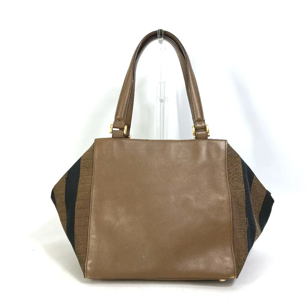 FENDI Handbag 8BN251 Leather/Canvas, Suede Brown Pecan Women Used