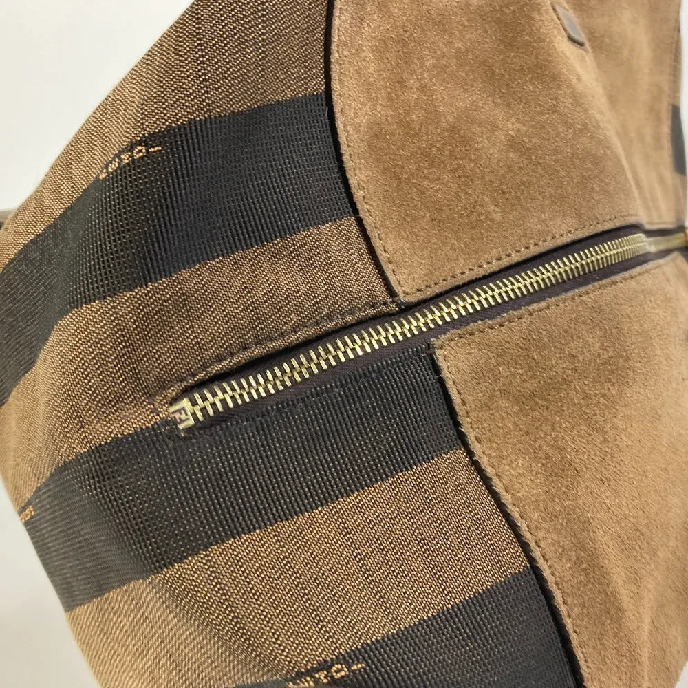 FENDI Handbag 8BN251 Leather/Canvas, Suede Brown Pecan Women Used