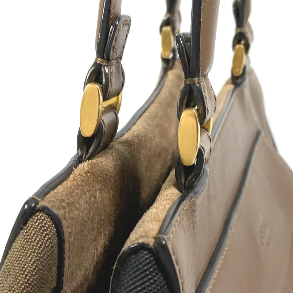 FENDI Handbag 8BN251 Leather/Canvas, Suede Brown Pecan Women Used
