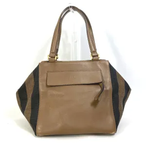 FENDI Handbag 8BN251 Leather/Canvas, Suede Brown Pecan Women Used