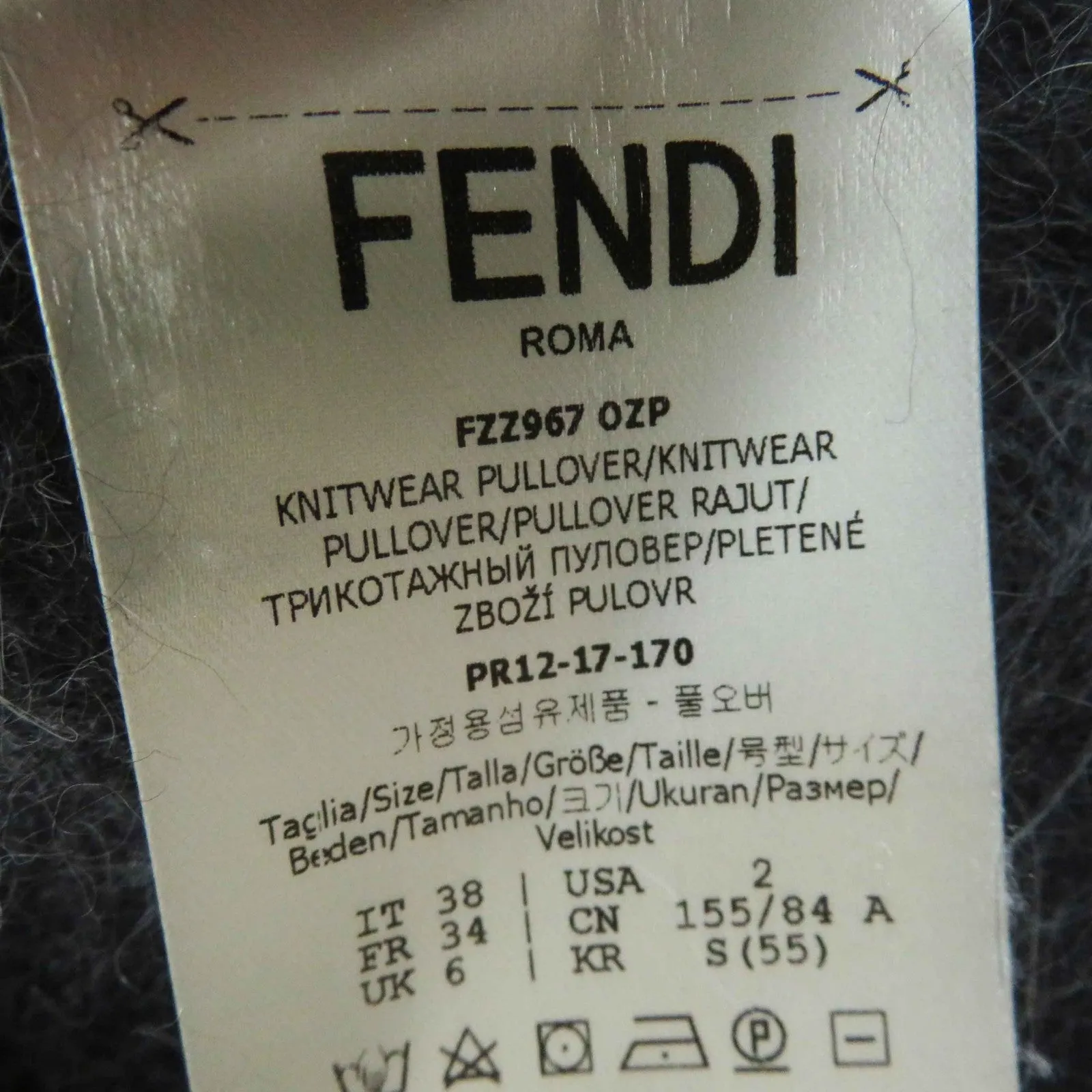 FENDI knit FZZ967 Angola Charcoal gray 38