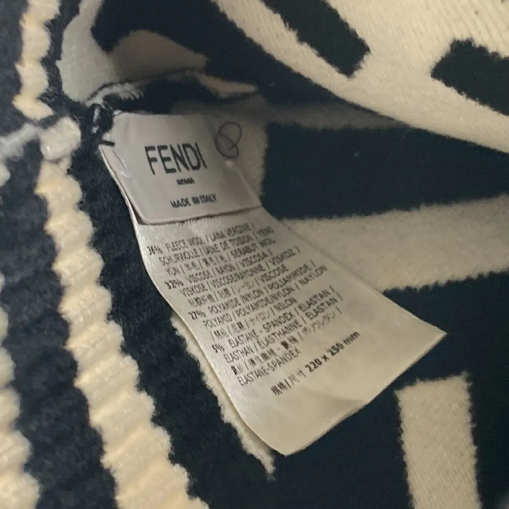 FENDI Knit hat FXQ538 Wool, Rayon black By color Zucca logo