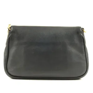 FENDI Leather Chain Shoulder Bag Clutch Black 8M0276