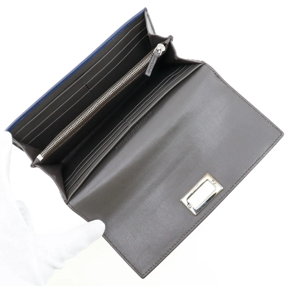 FENDI Long Wallet Purse 8M0377 Calfskin Navy Peekaboo Women Used