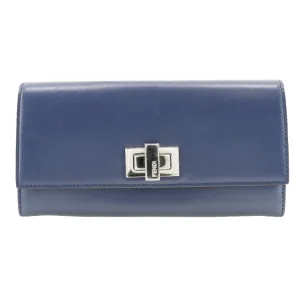 FENDI Long Wallet Purse 8M0377 Calfskin Navy Peekaboo Women Used
