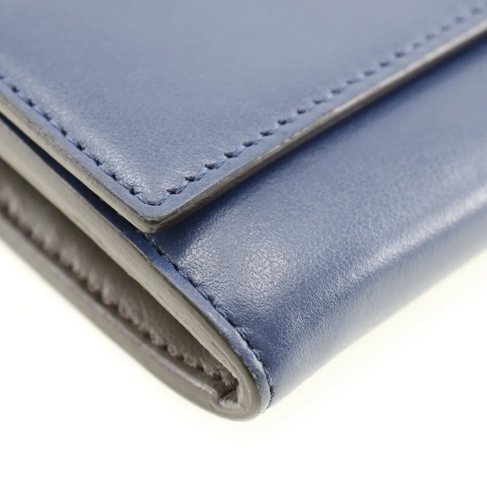 FENDI Long Wallet Purse 8M0377 Calfskin Navy Peekaboo Women Used