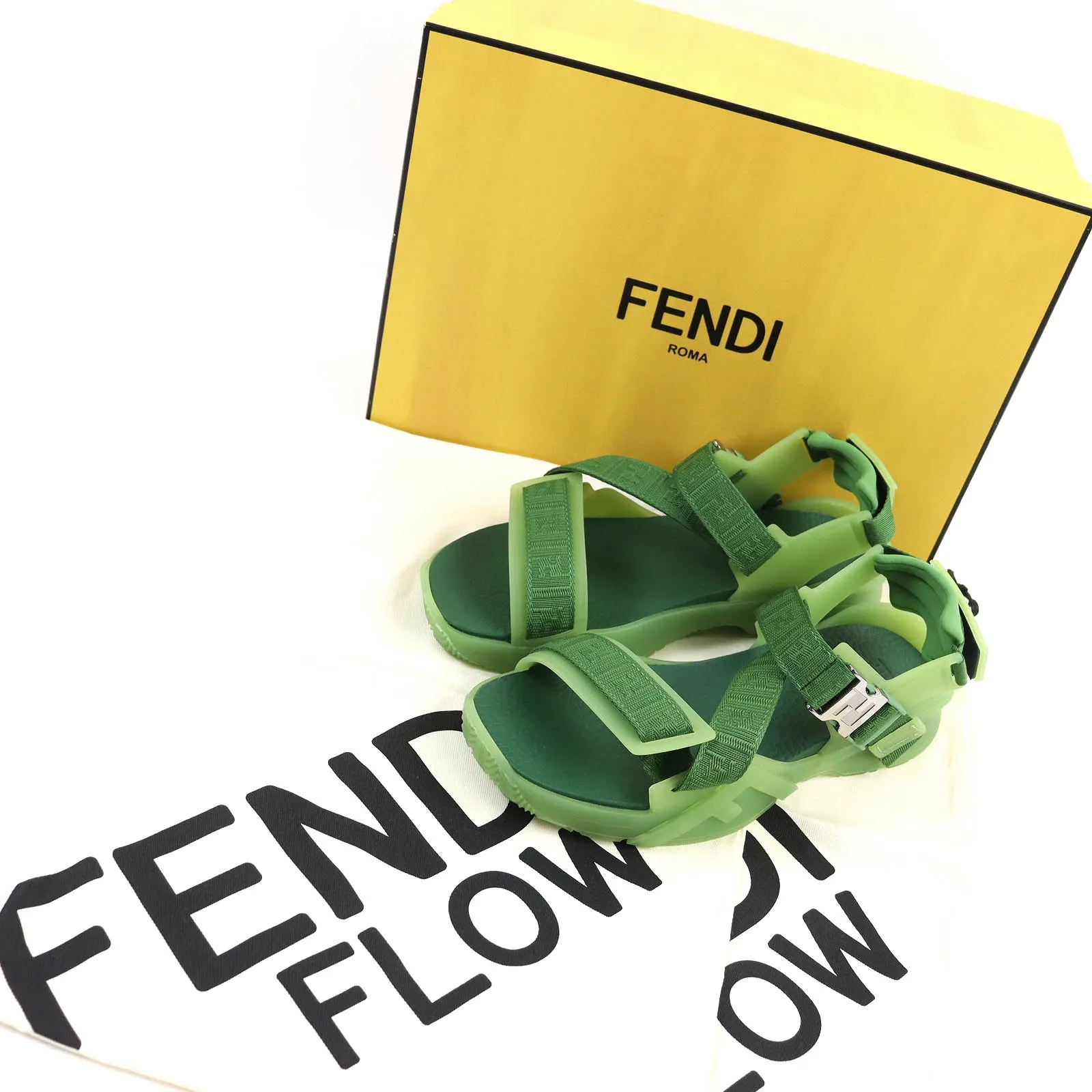 FENDI Sandals 7X1503 rubber green FENDI FLOW SANDALS 6