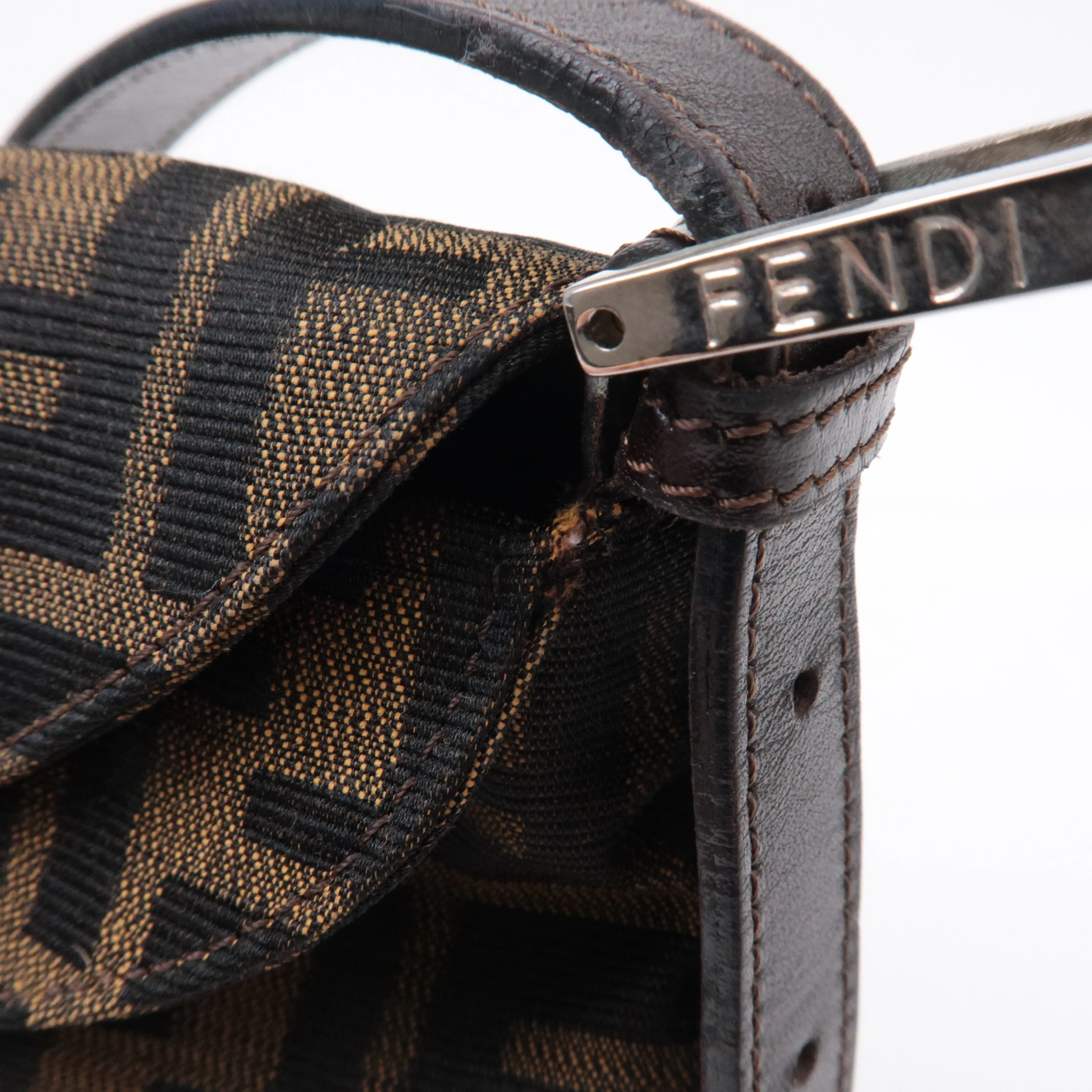 FENDI Zucca Canvas Leather Shoulder Bag Brown 83164900012