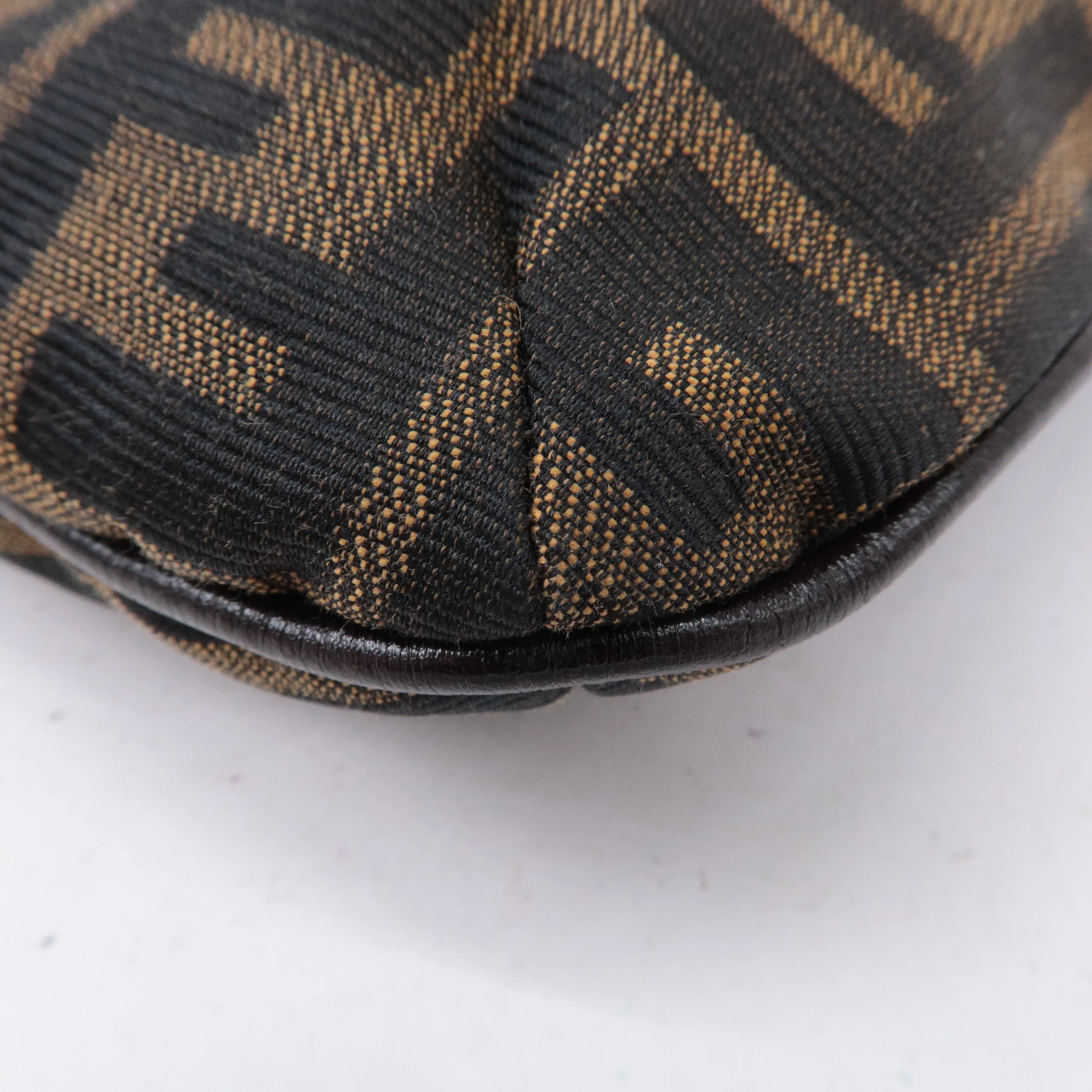 FENDI Zucca Canvas Leather Shoulder Bag Brown 83164900012