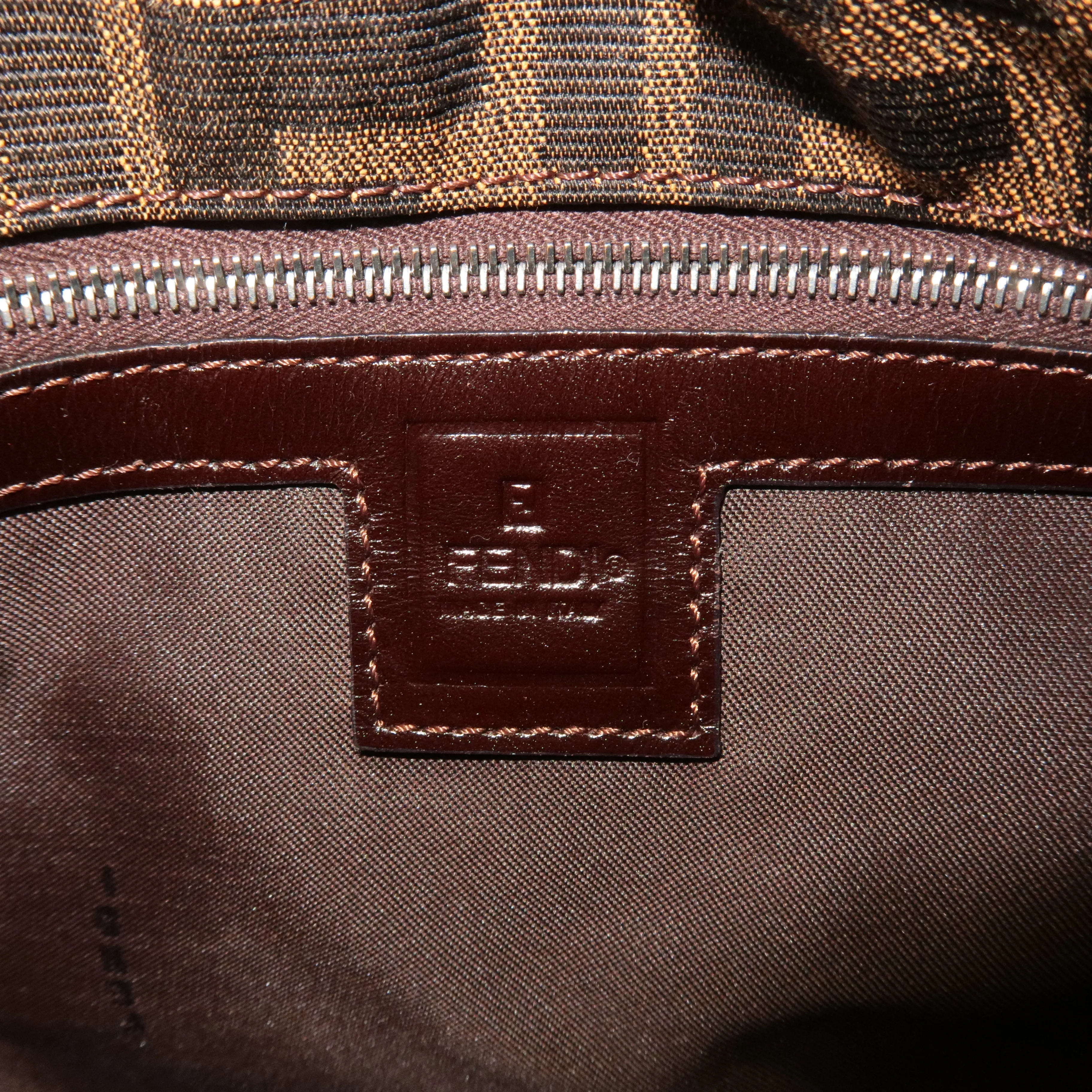 FENDI Zucca Canvas Leather Shoulder Bag Brown 83164900012