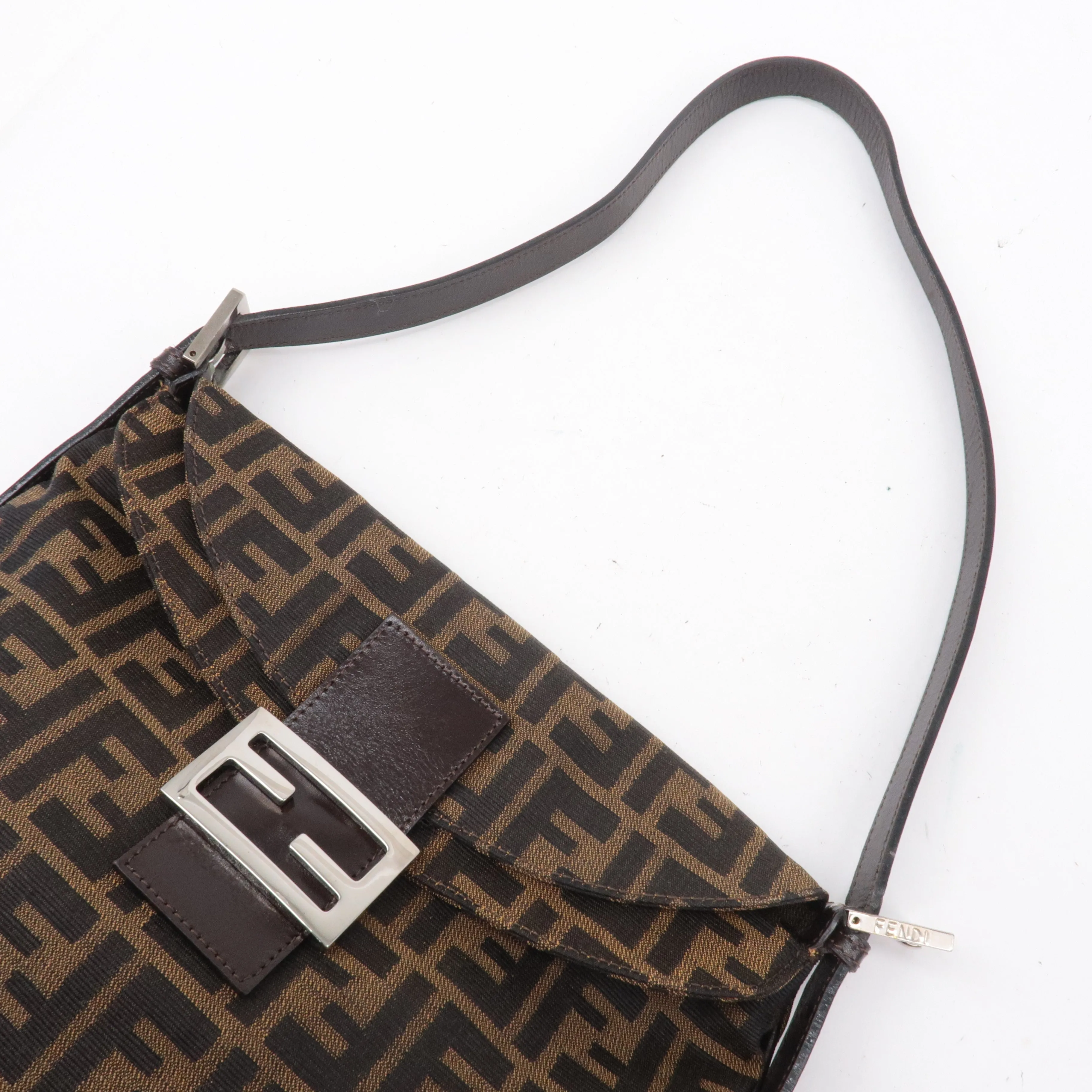 FENDI Zucca Canvas Leather Shoulder Bag Brown 83164900012