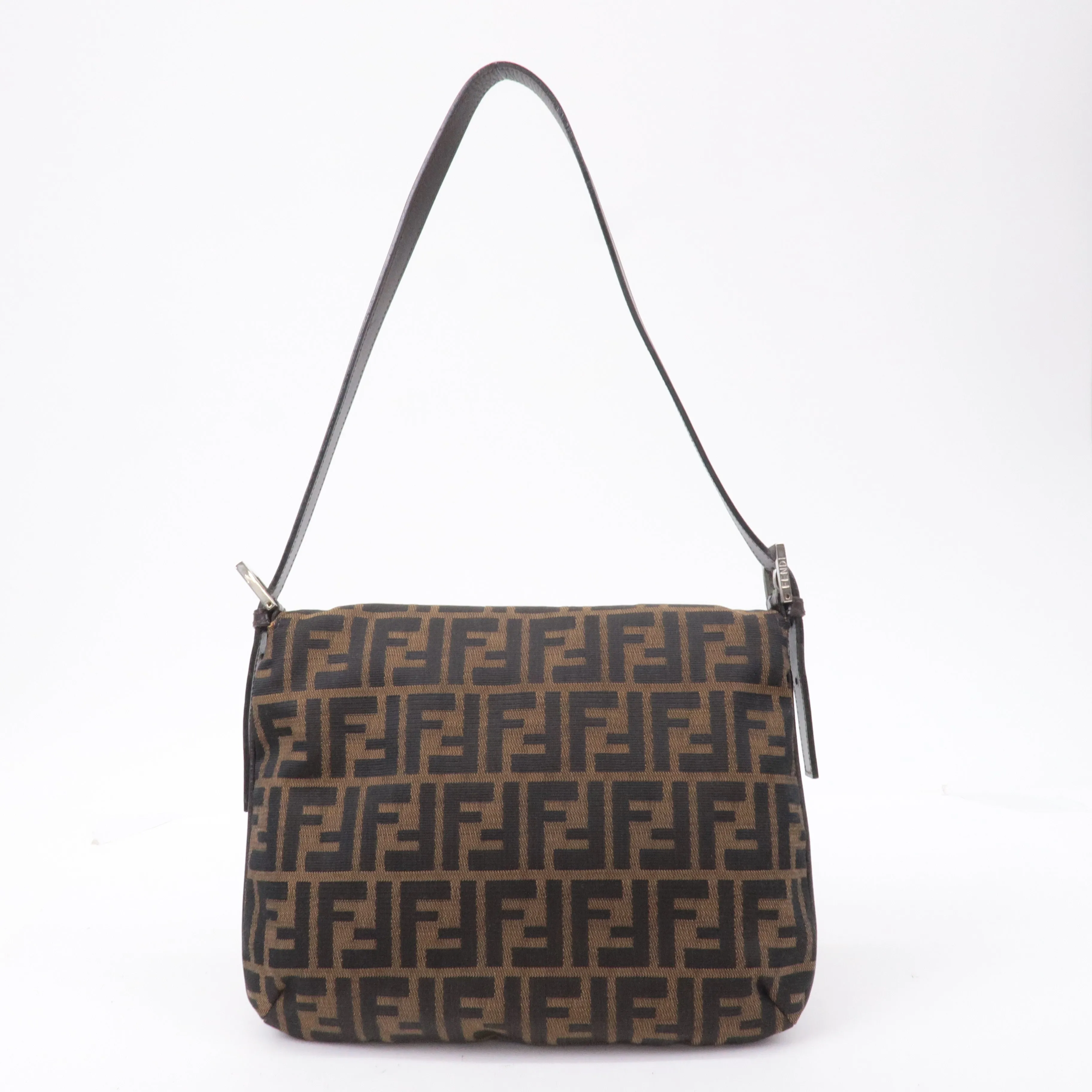 FENDI Zucca Canvas Leather Shoulder Bag Brown 83164900012