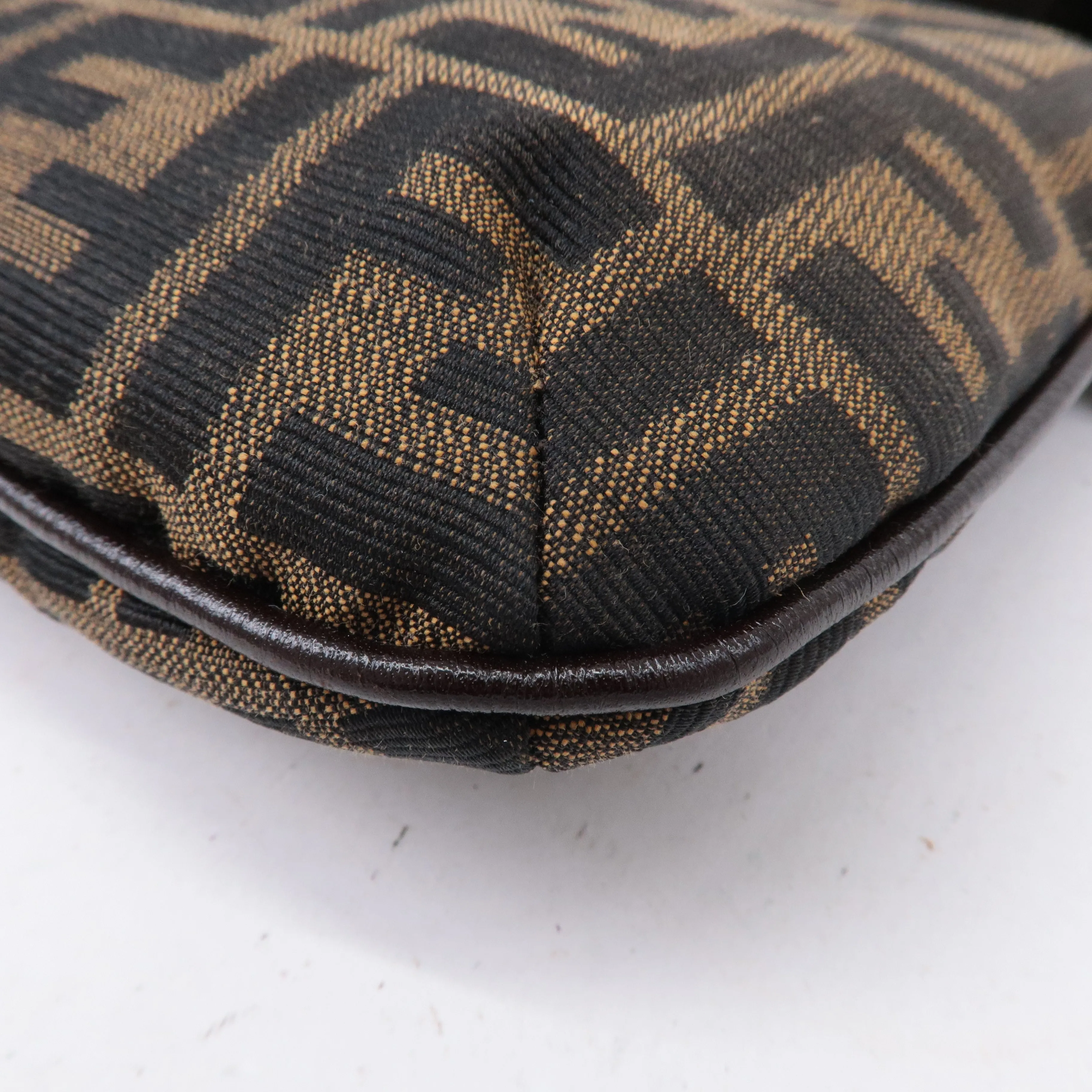 FENDI Zucca Canvas Leather Shoulder Bag Brown 83164900012