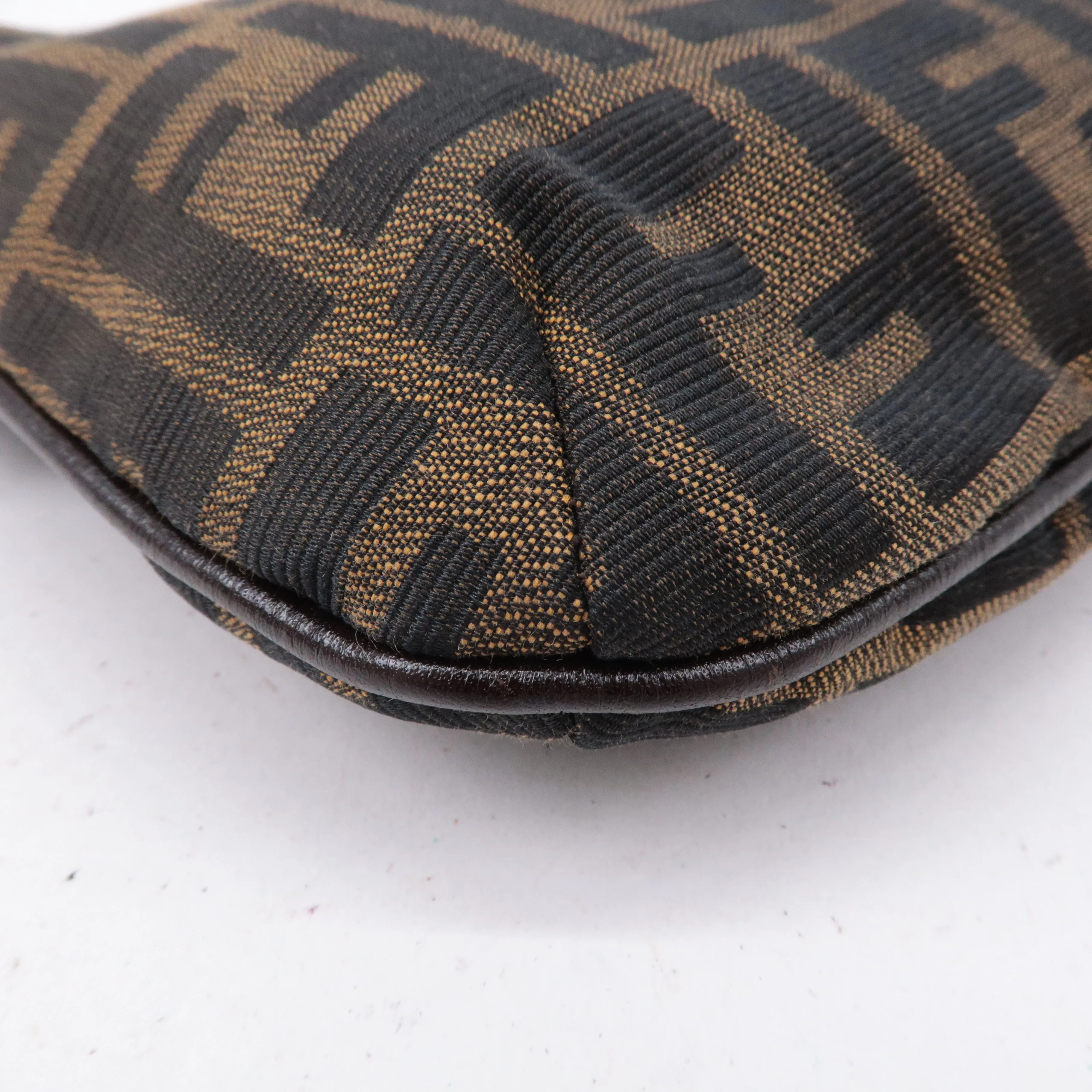 FENDI Zucca Canvas Leather Shoulder Bag Brown 83164900012