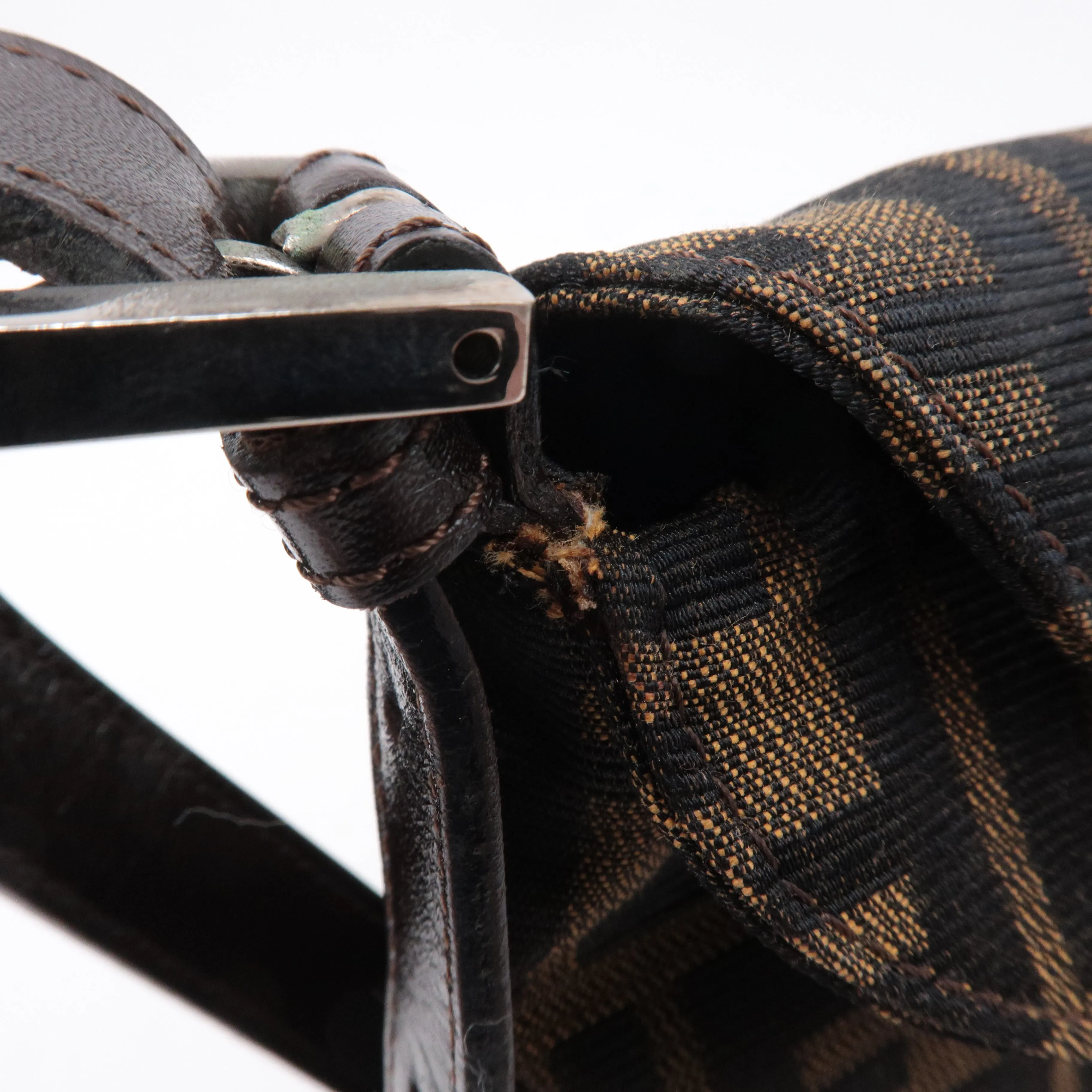 FENDI Zucca Canvas Leather Shoulder Bag Brown 83164900012