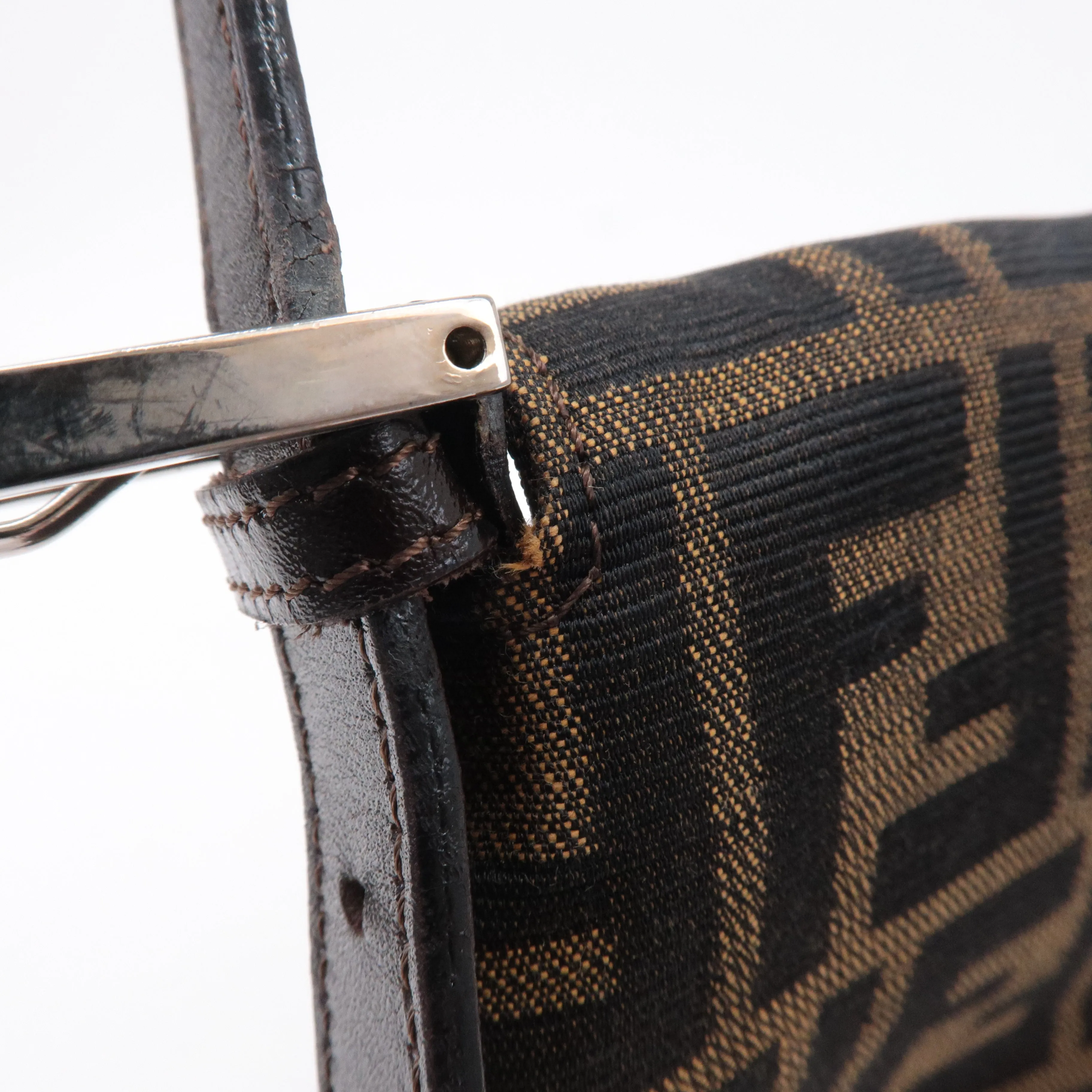FENDI Zucca Canvas Leather Shoulder Bag Brown 83164900012