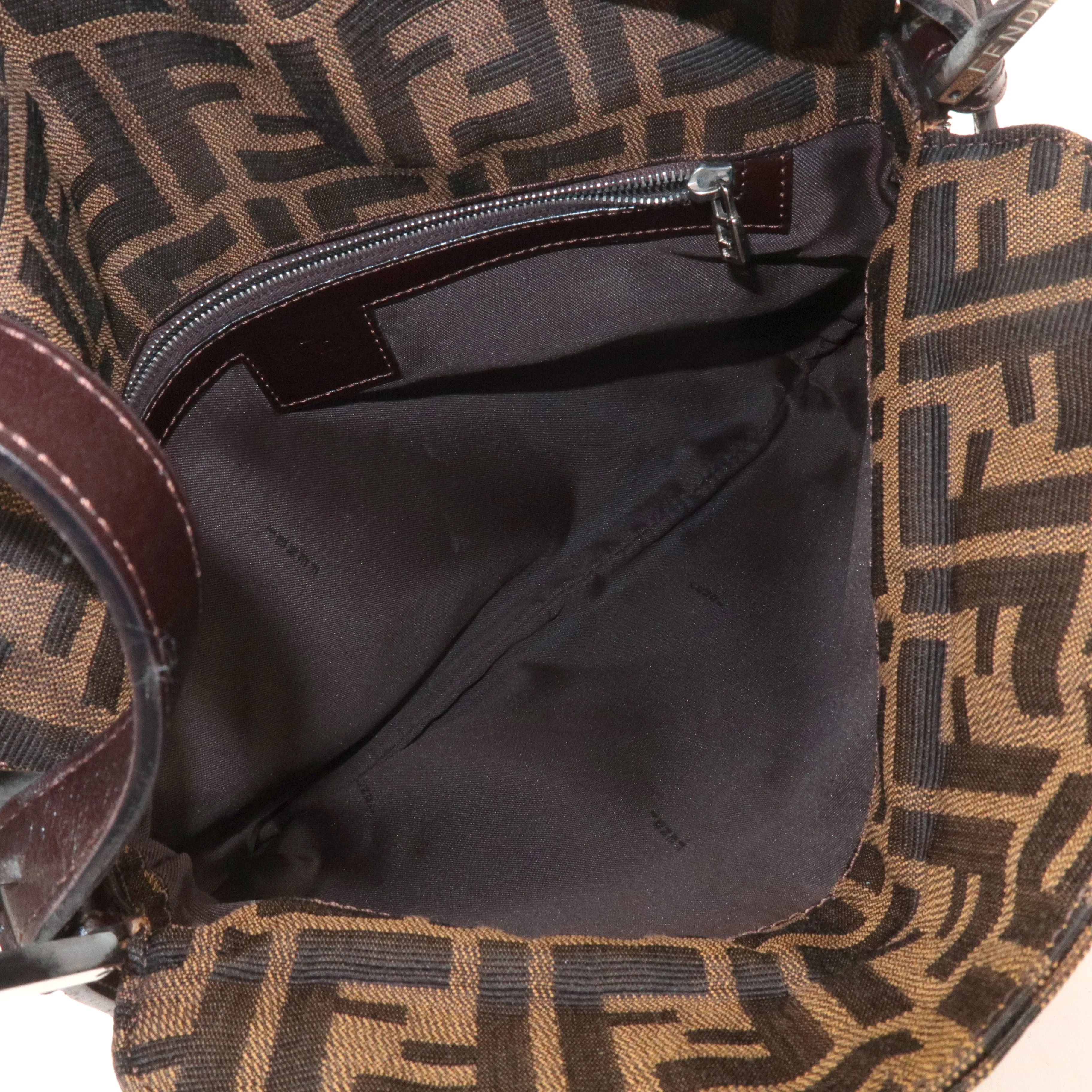 FENDI Zucca Canvas Leather Shoulder Bag Brown 83164900012