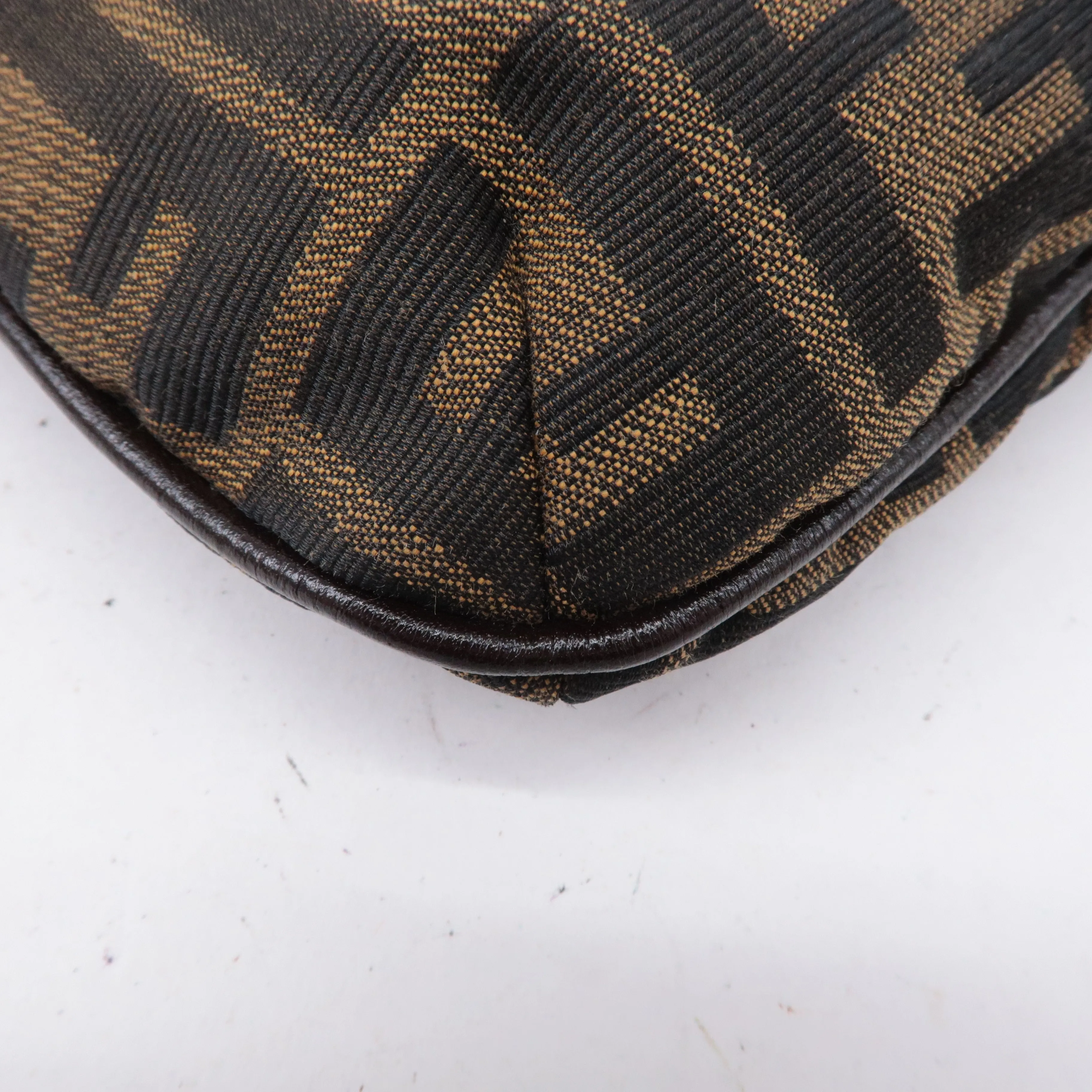 FENDI Zucca Canvas Leather Shoulder Bag Brown 83164900012