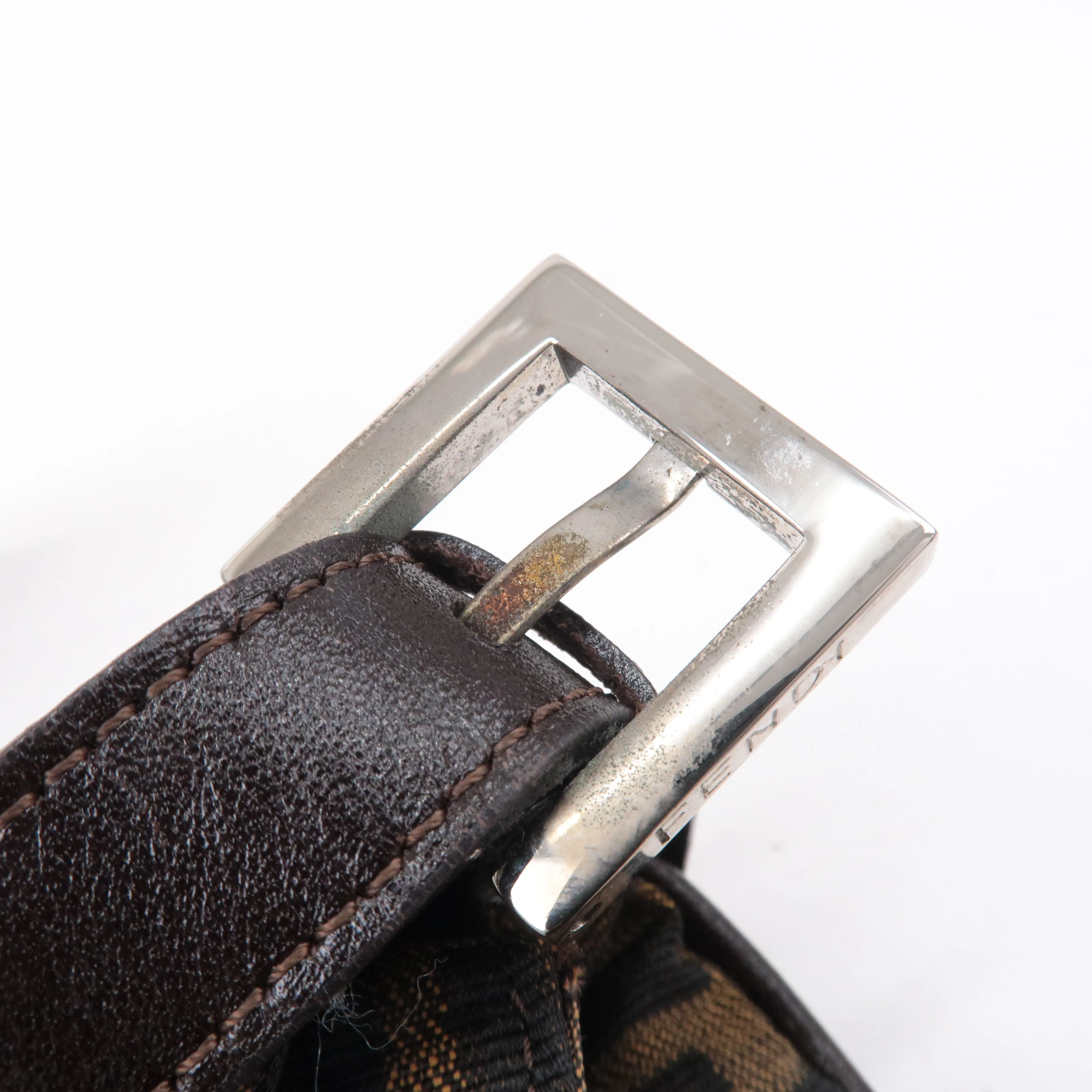 FENDI Zucca Canvas Leather Shoulder Bag Brown 83164900012