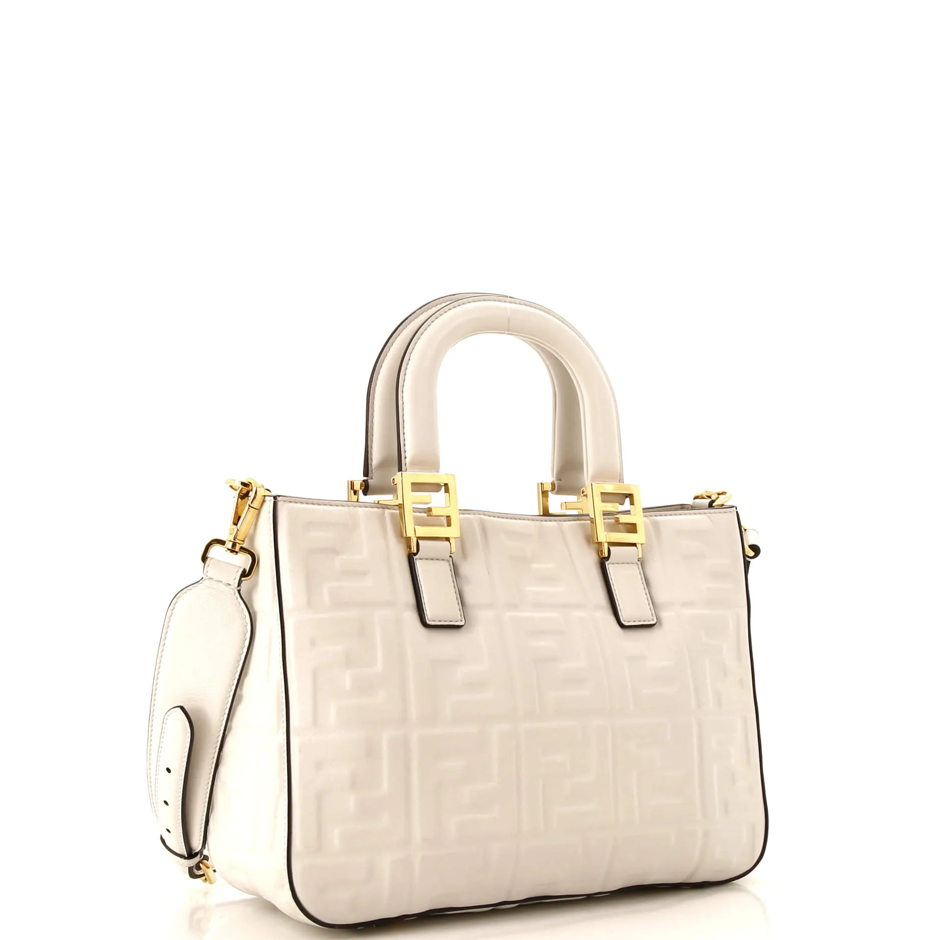 FF Handle Tote Zucca Embossed Leather Small