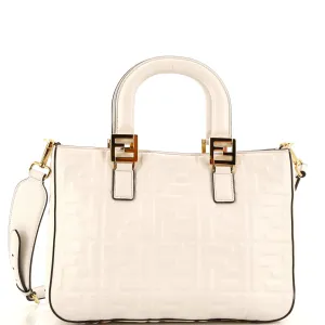 FF Handle Tote Zucca Embossed Leather Small