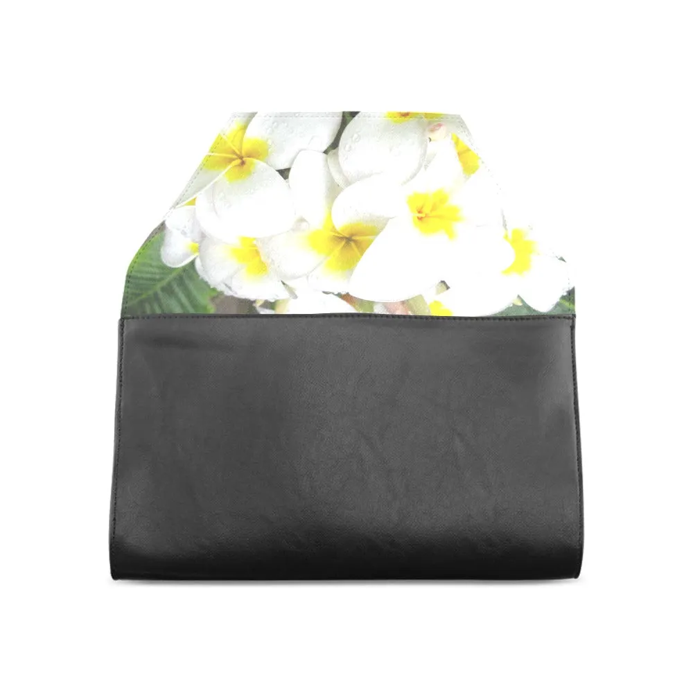 Fresh White Frangipanis Clutch Bag