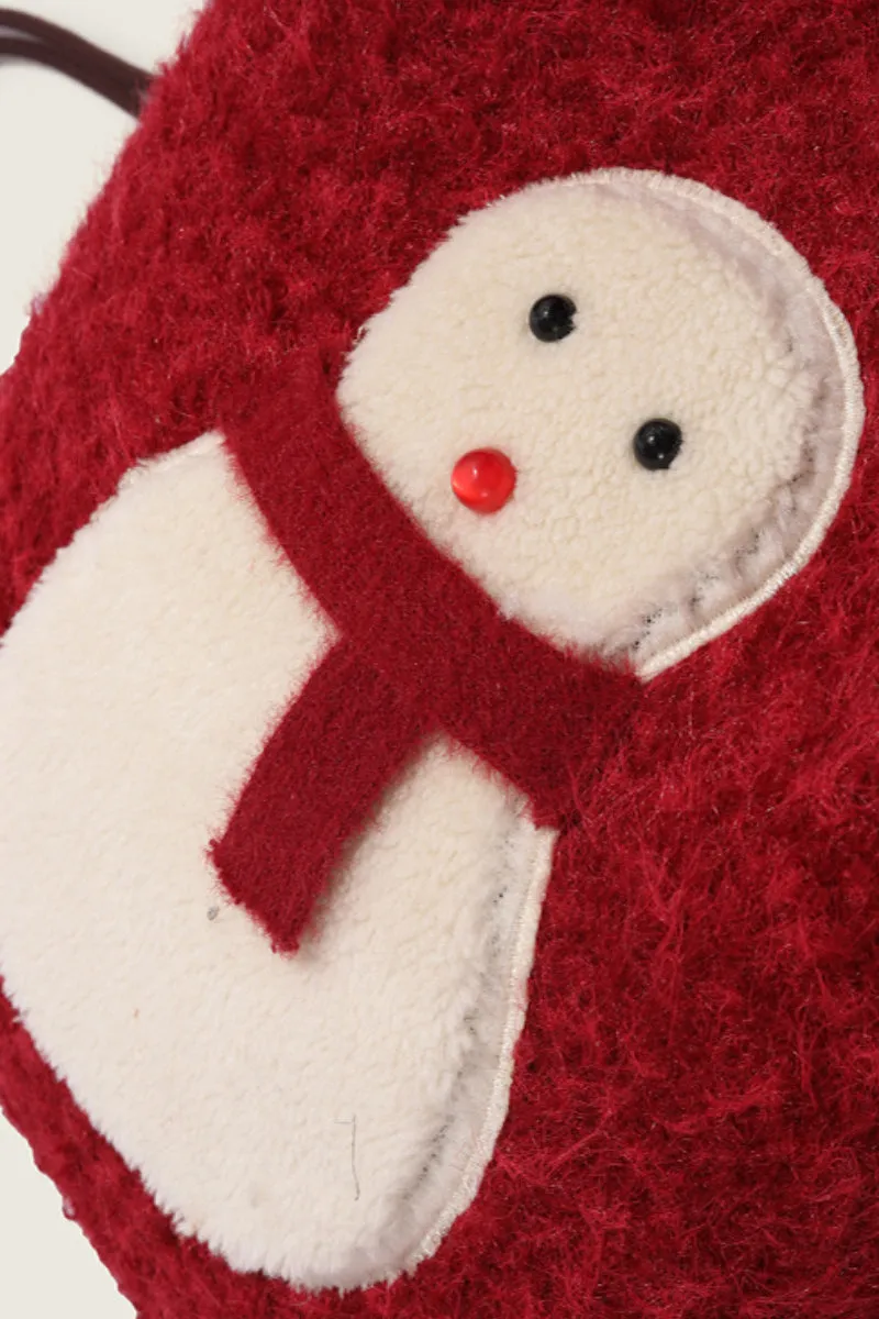Fuzzy Christmas Backpack & Shoulder Bag with Snowman